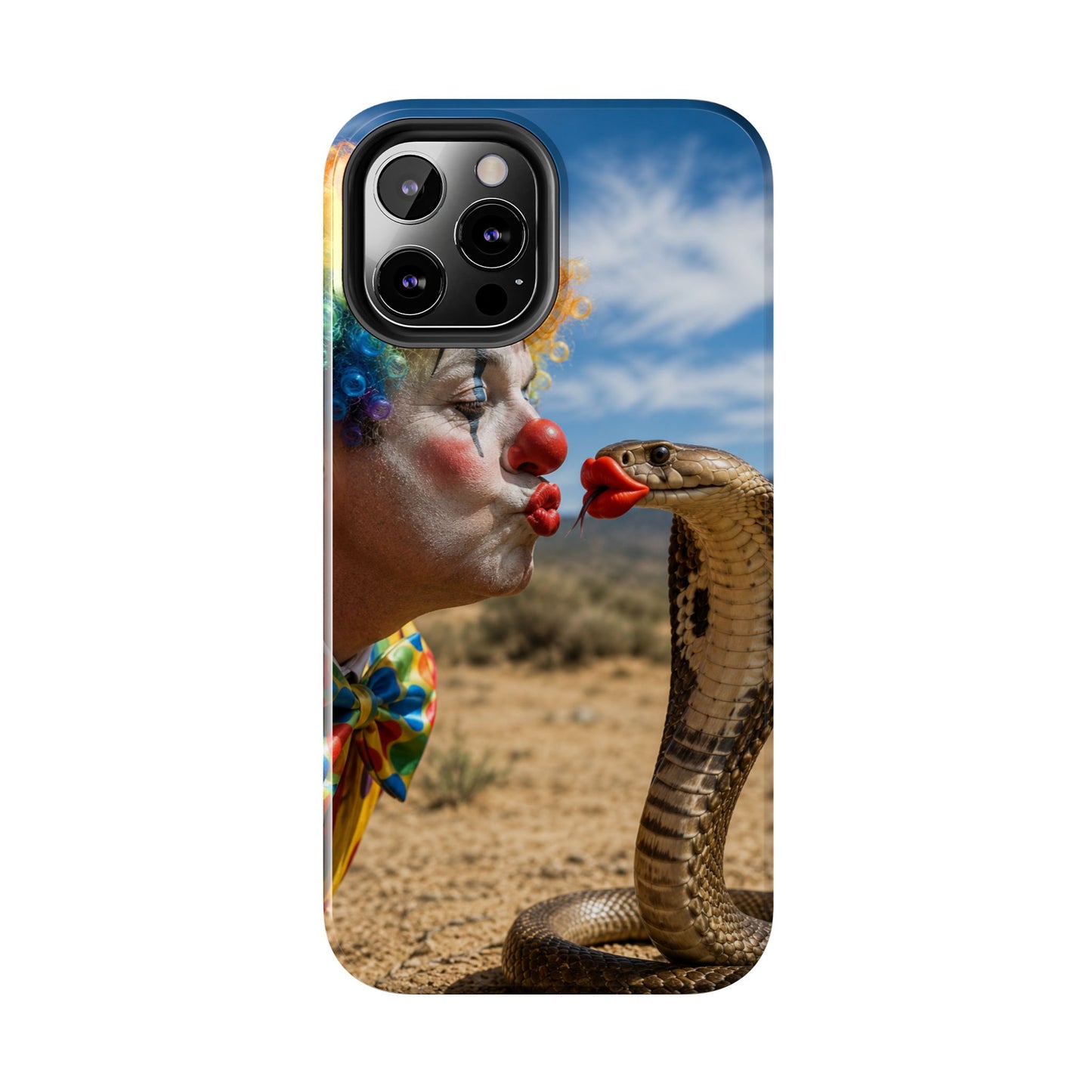 Clown & Cobra Tough Phone Case — Funny Kiss Design, Shockproof Protective Cover