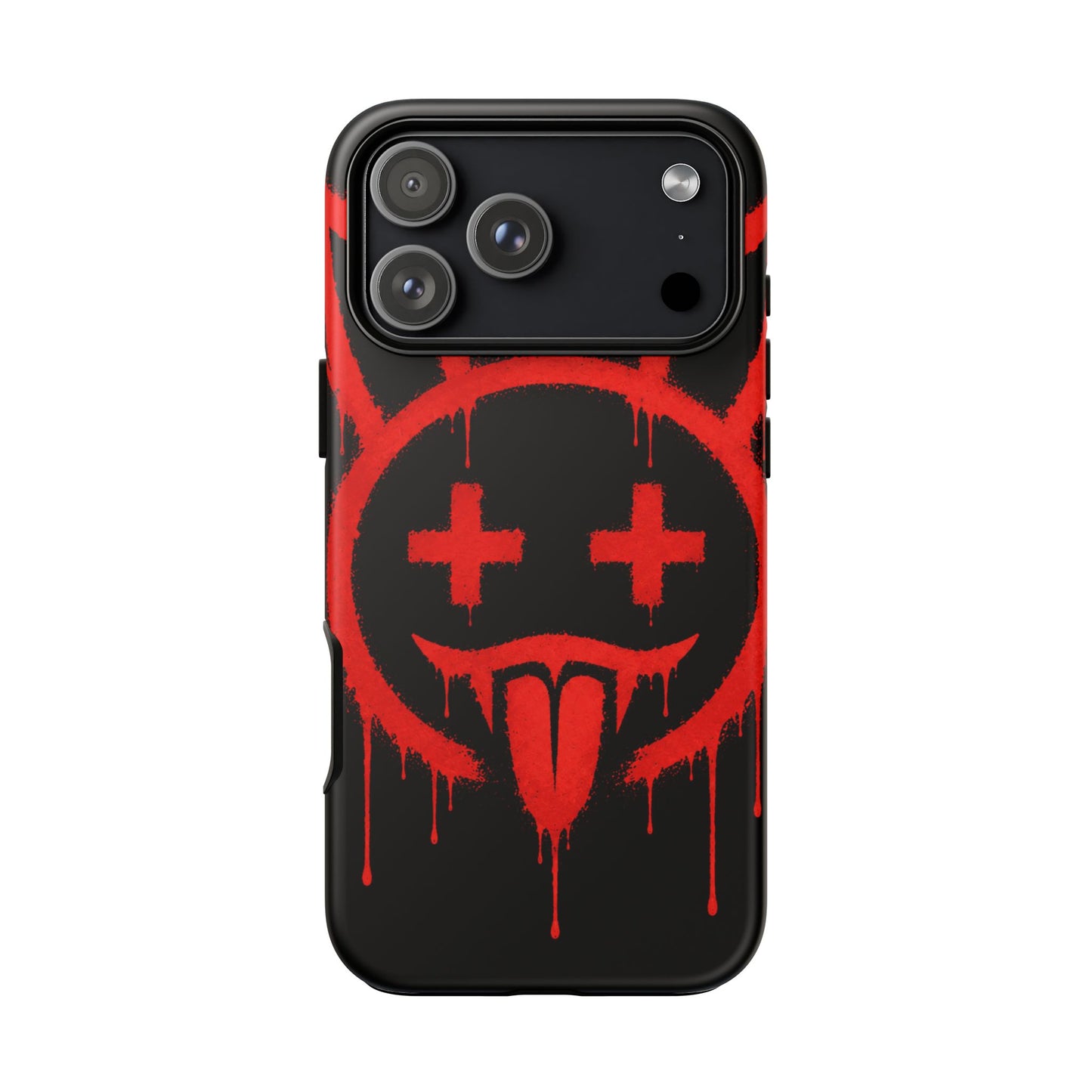 Phone Case - Metallic Souls Red Drip Smiley Graffiti Design