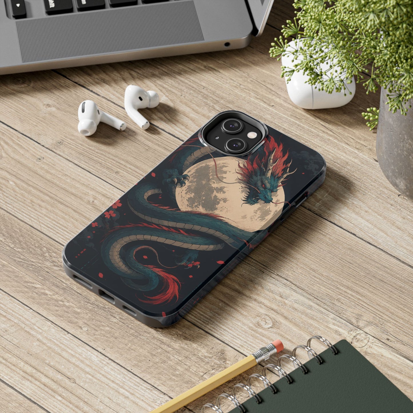 Dragon Moon Phone Case — Mythic Asian Serpent Design Tough Case