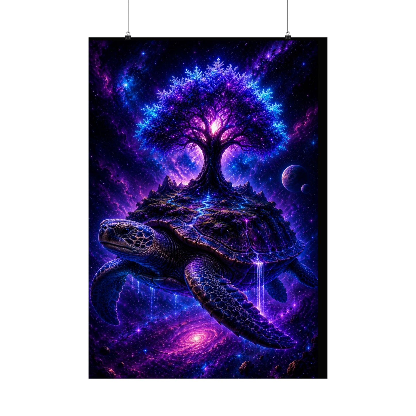 Cosmic Turtle Poster — Mystic Tree on Turtle Shell Matte Vertical Wall Art