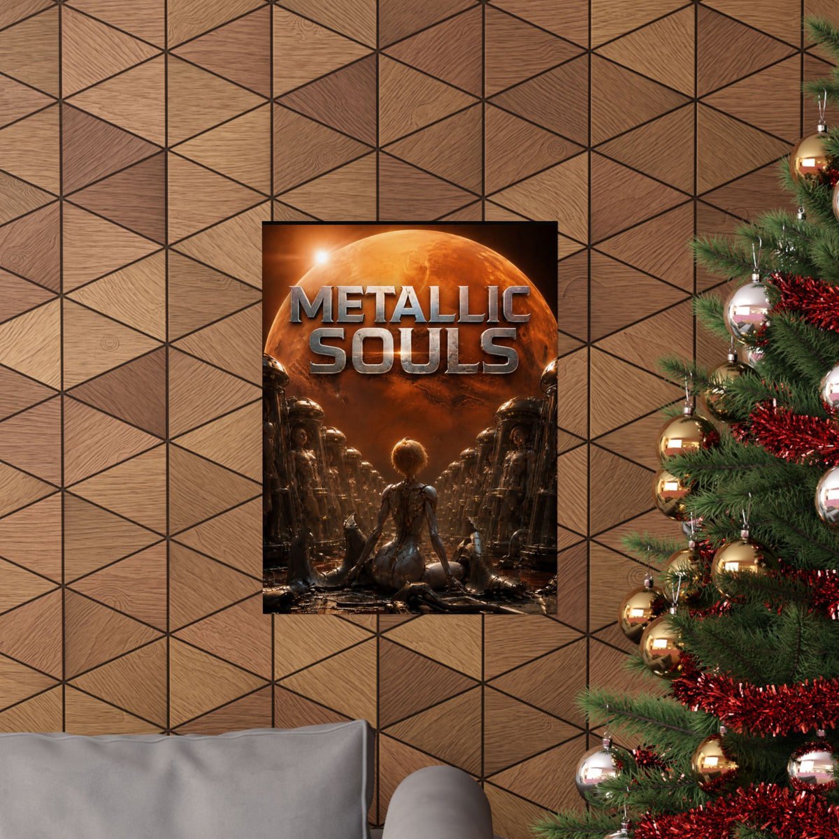 Metallic Souls Matte Poster — Sci‑Fi Planet Artwork