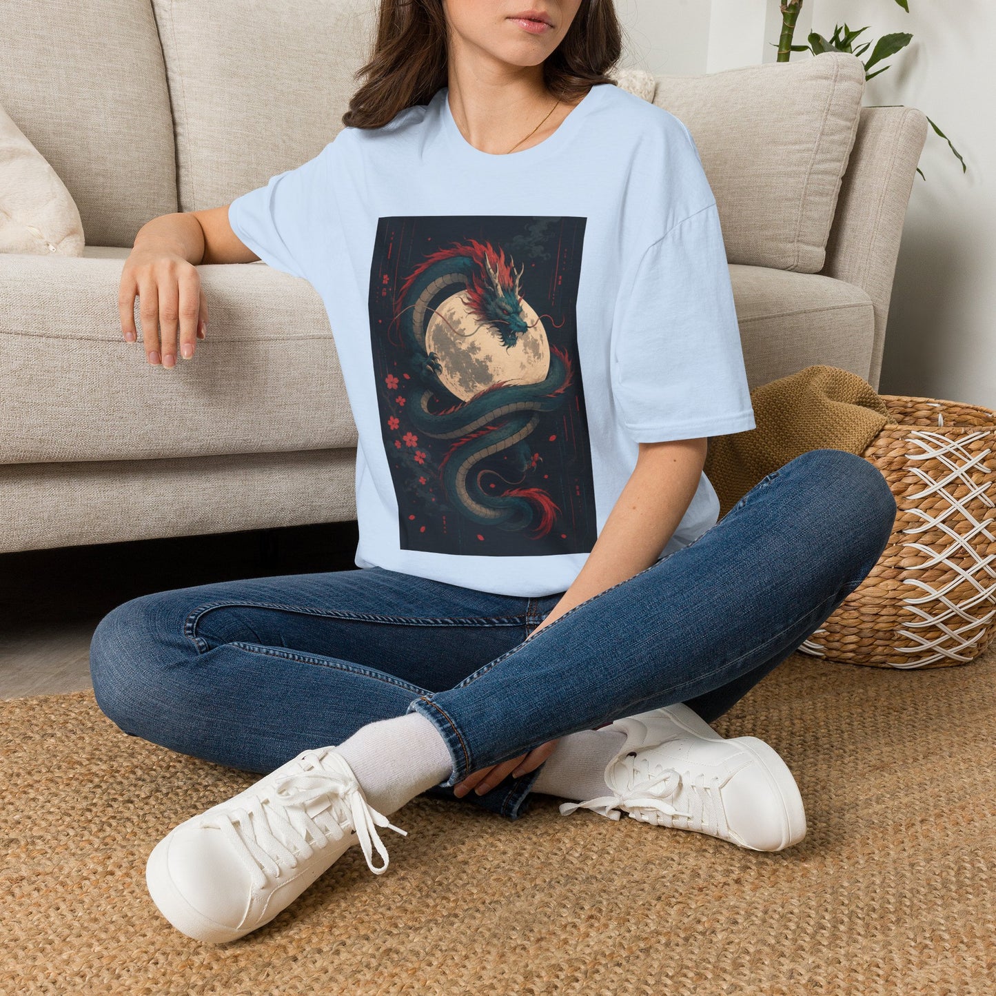 Dragon Moon T-Shirt — Mystical Japanese Serpent Design