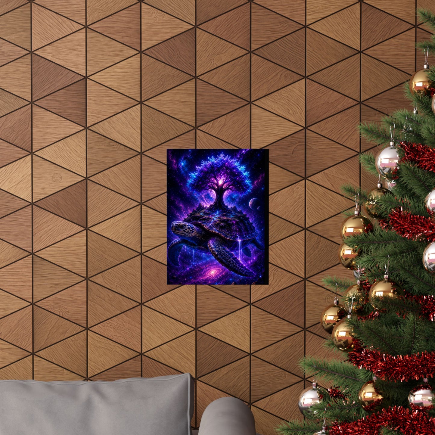 Cosmic Turtle Poster — Mystic Tree on Turtle Shell Matte Vertical Wall Art