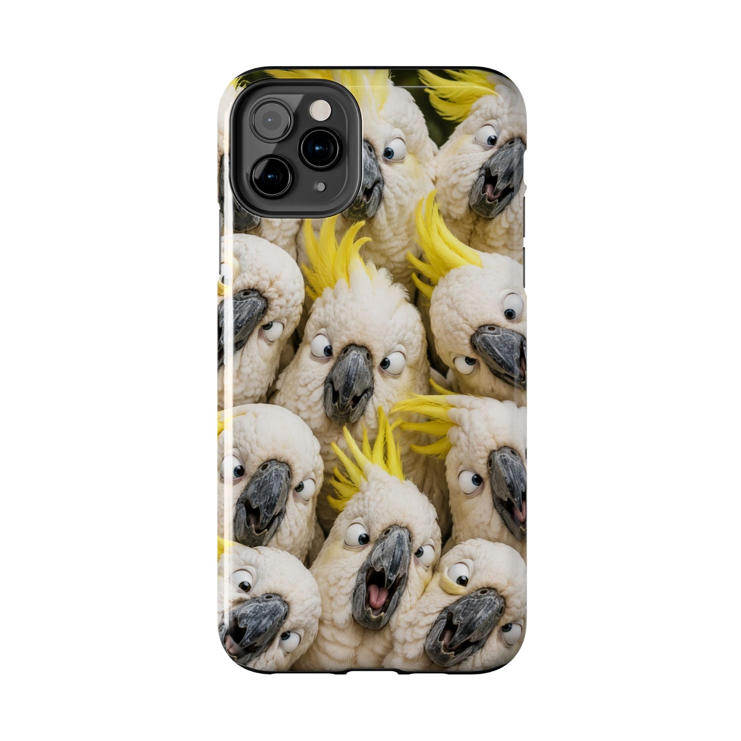 Cockatoo Collage Tough Phone Case — Funny Yellow Crested Bird Protective Phone Cover