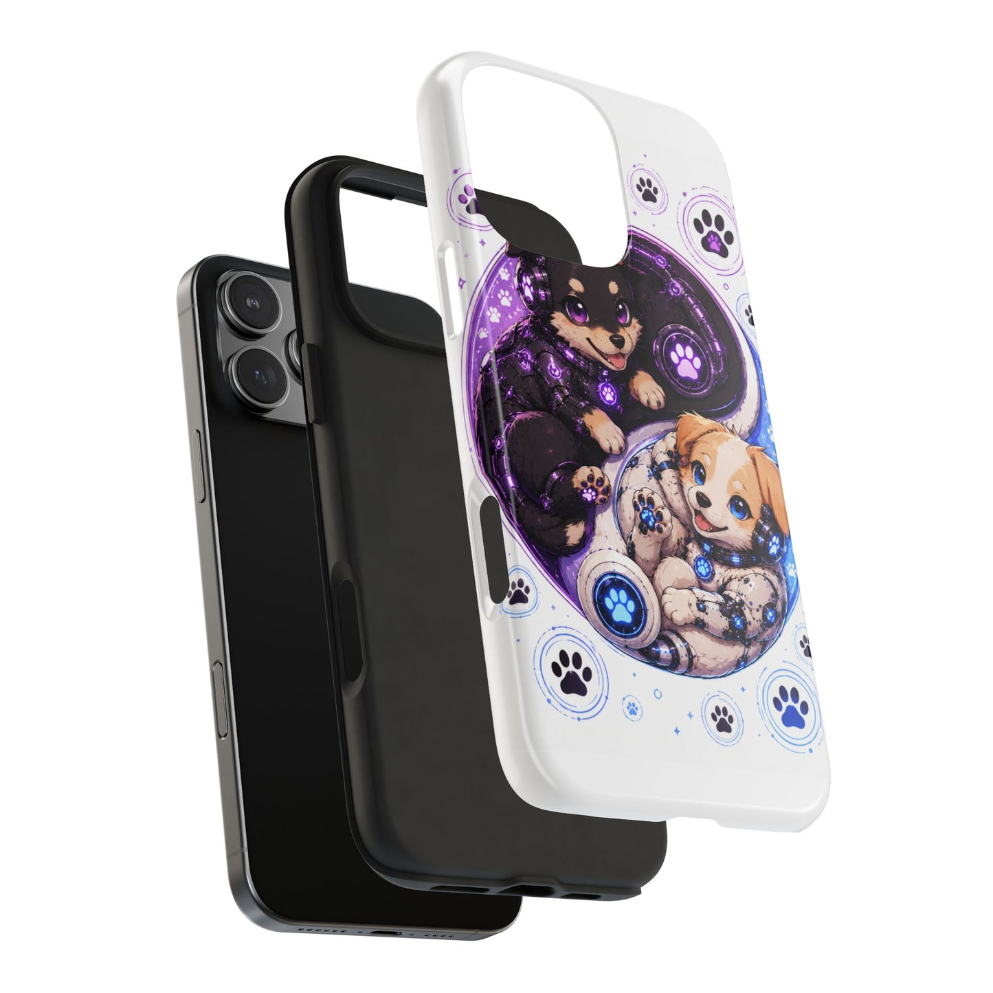Yin Yang Puppy Tough Phone Case — Cute Paw Print Dog Protector