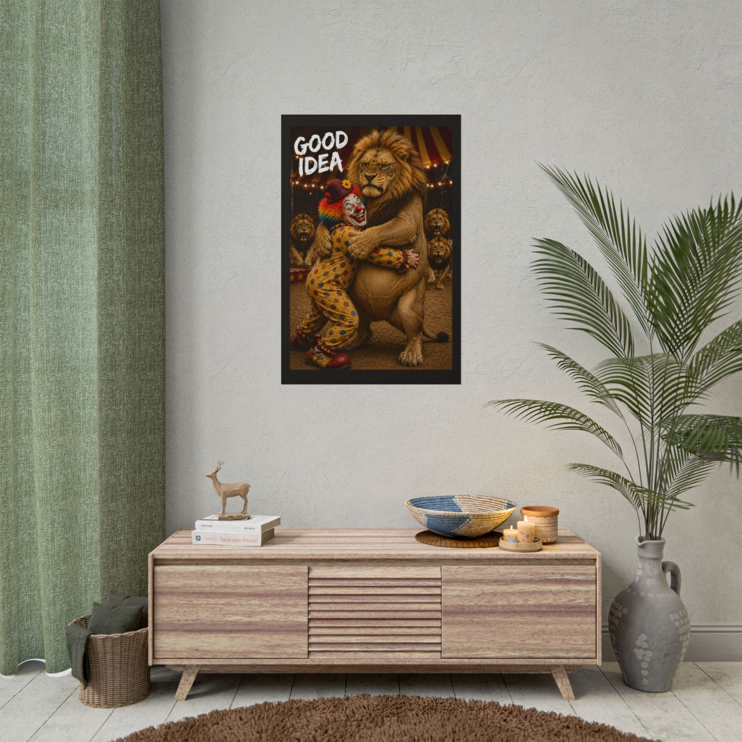 Rolled Poster — 'Good Idea' Clown & Lion Circus Art Print