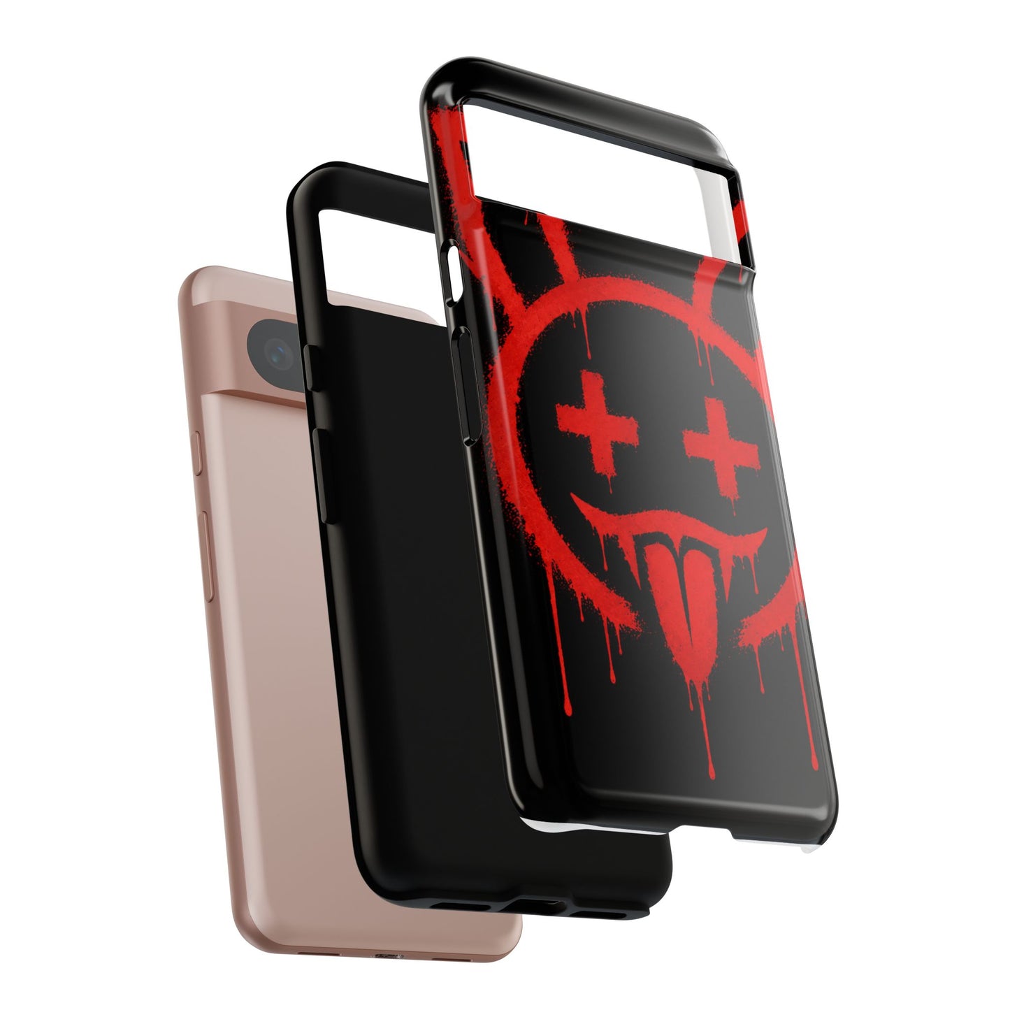 Phone Case - Metallic Souls Red Drip Smiley Graffiti Design