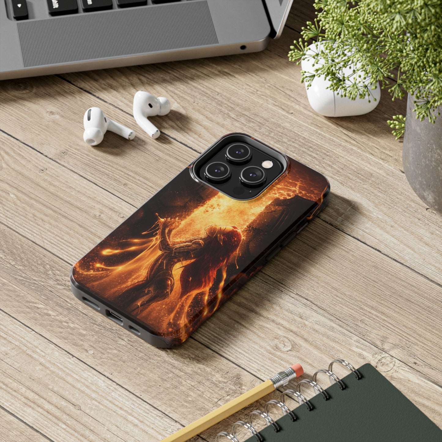 Fiery Phoenix Phone Case — Tough Protective iPhone Cover with Flame Warrior Art