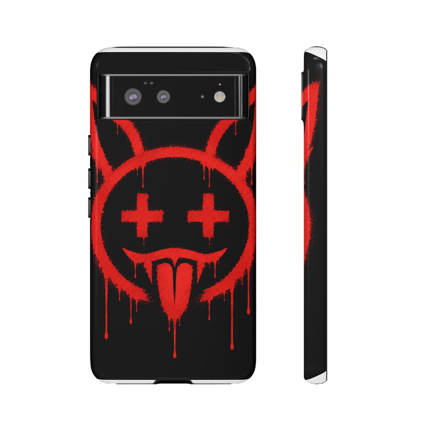 Phone Case - Metallic Souls Red Drip Smiley Graffiti Design