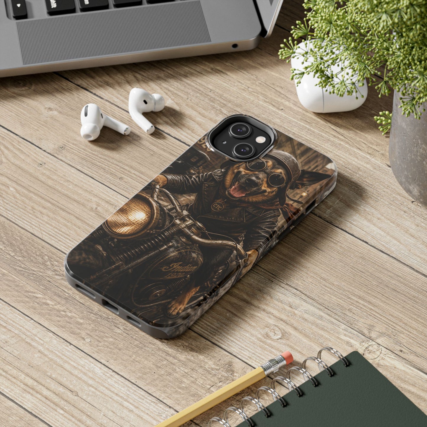Phone Case — Biker Dog Riding Motorcycle Protective Tough Cover