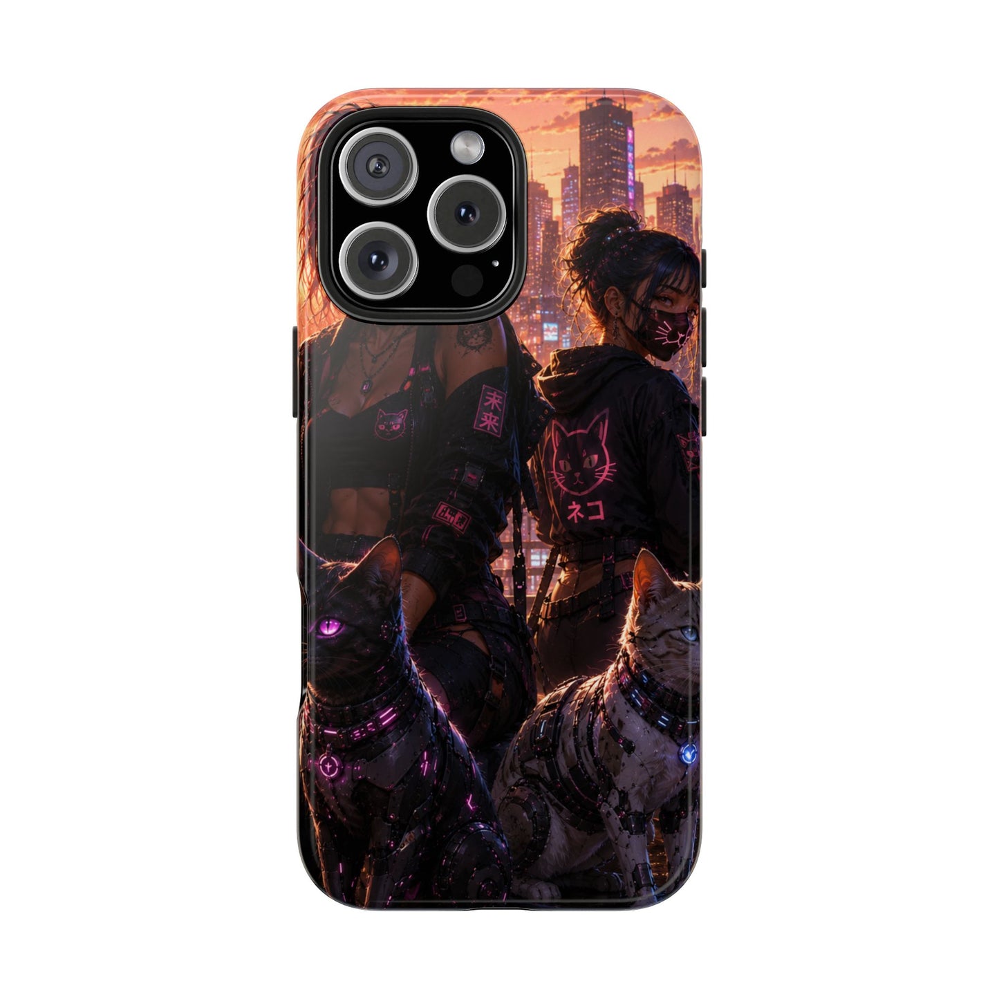 Cyberpunk Pack: Tough Phone Case with Neon Panther & City Sunset
