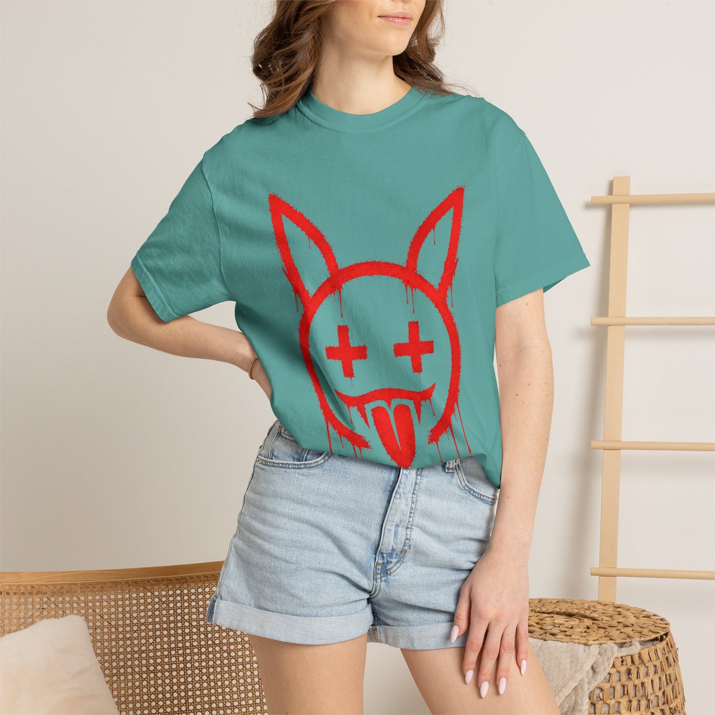 Metallic Souls Graffiti Bunny Heavyweight Streetwear T-Shirt