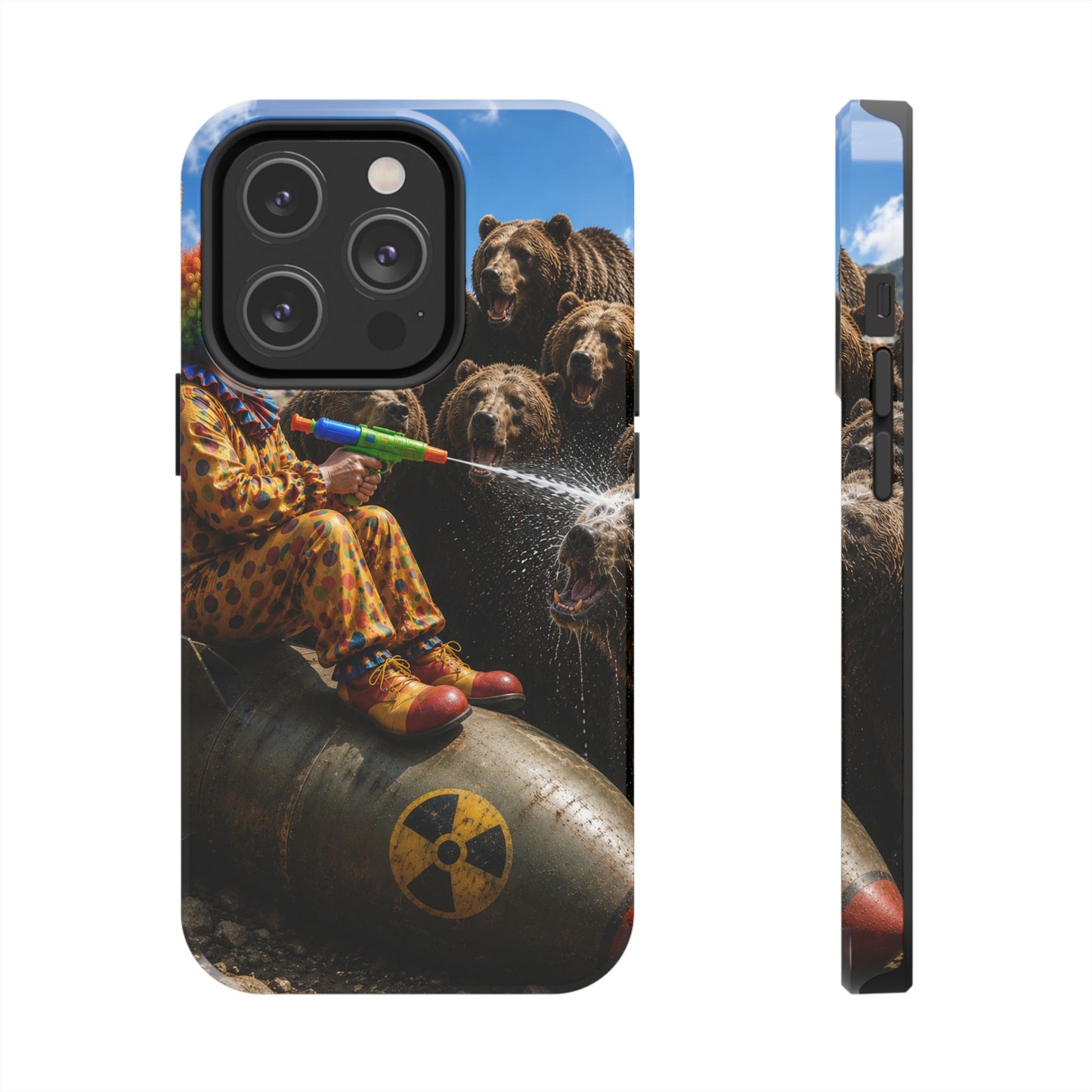 Tough Phone Case — Surreal Clown vs. Bears Protective Phone Cover