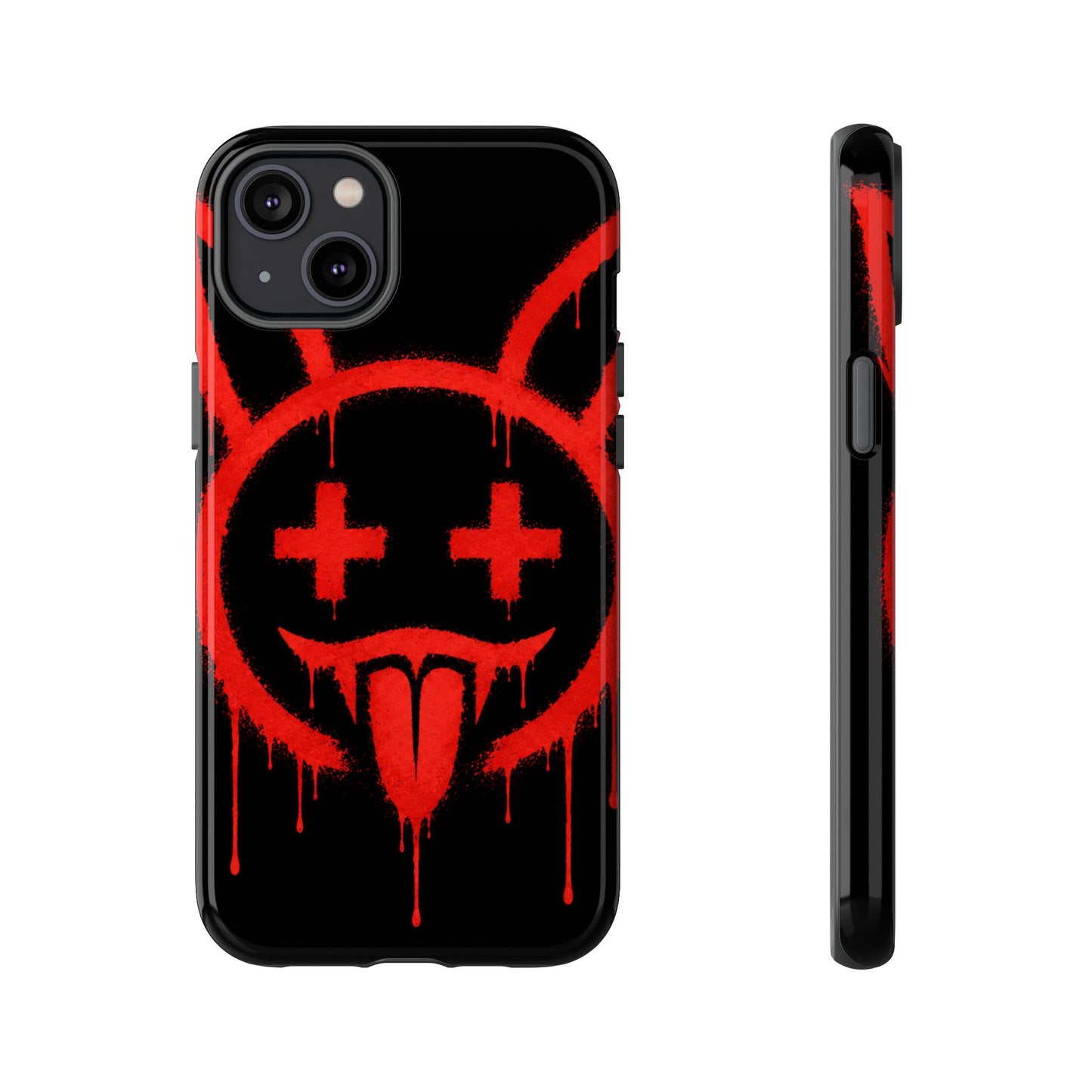 Phone Case - Metallic Souls Red Drip Smiley Graffiti Design