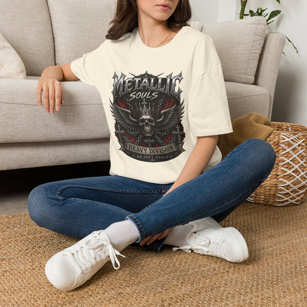 Metallic Souls Graphic T-Shirt — Gothic Skull & Wings Heavy Metal Tee