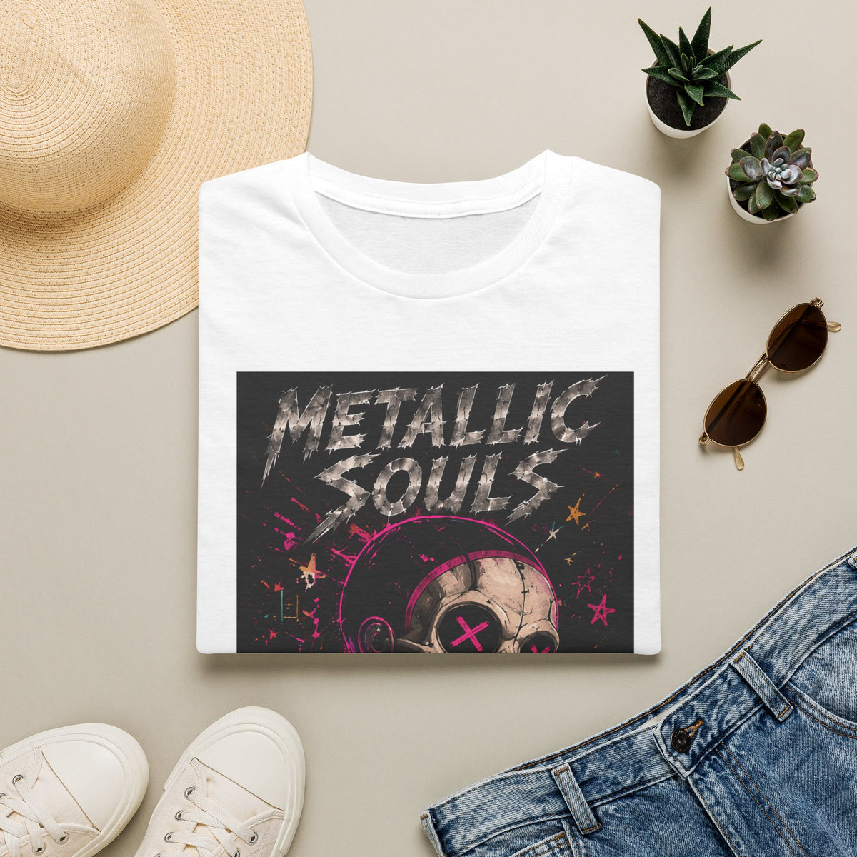 Metallic Souls Skull T‑Shirt — Retro Grunge Rock Tee