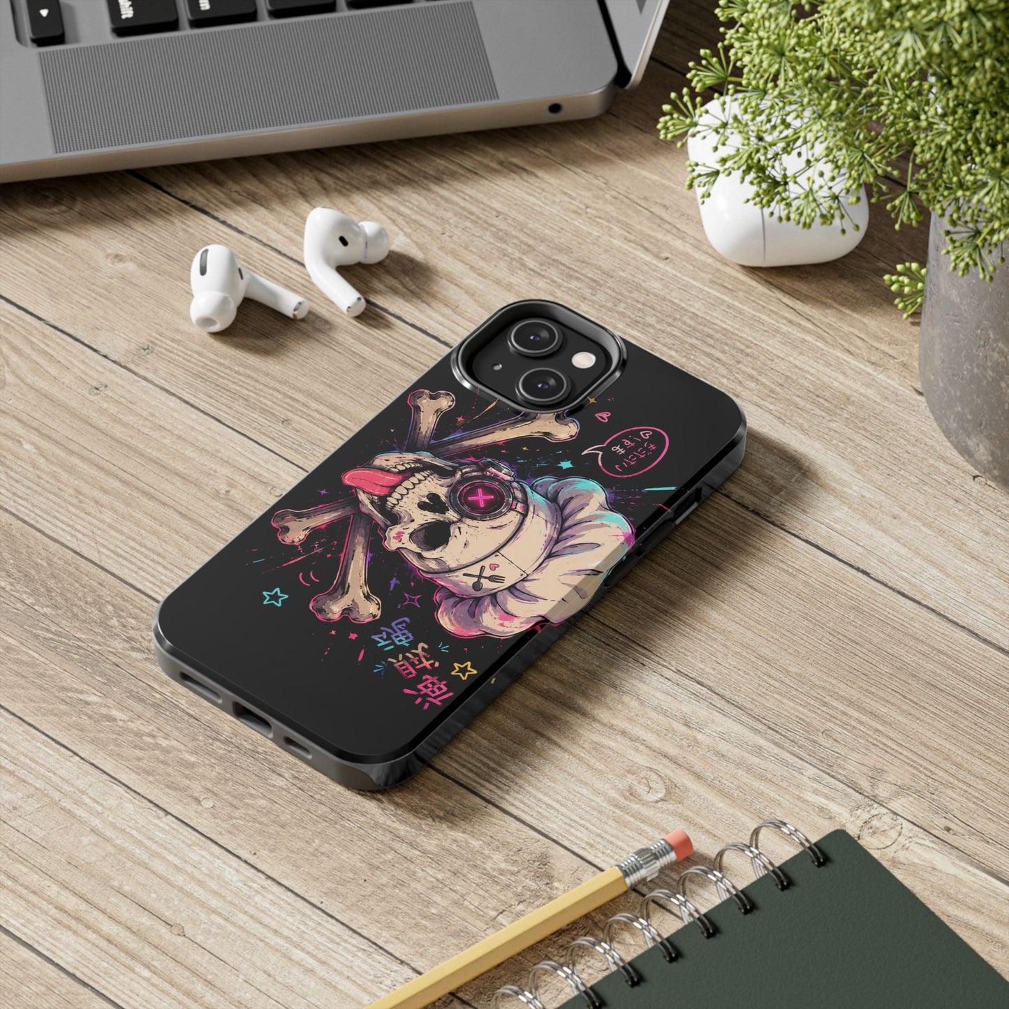 Skull & Crossbones Tough Phone Case — Neon Kawaii Punk Protection