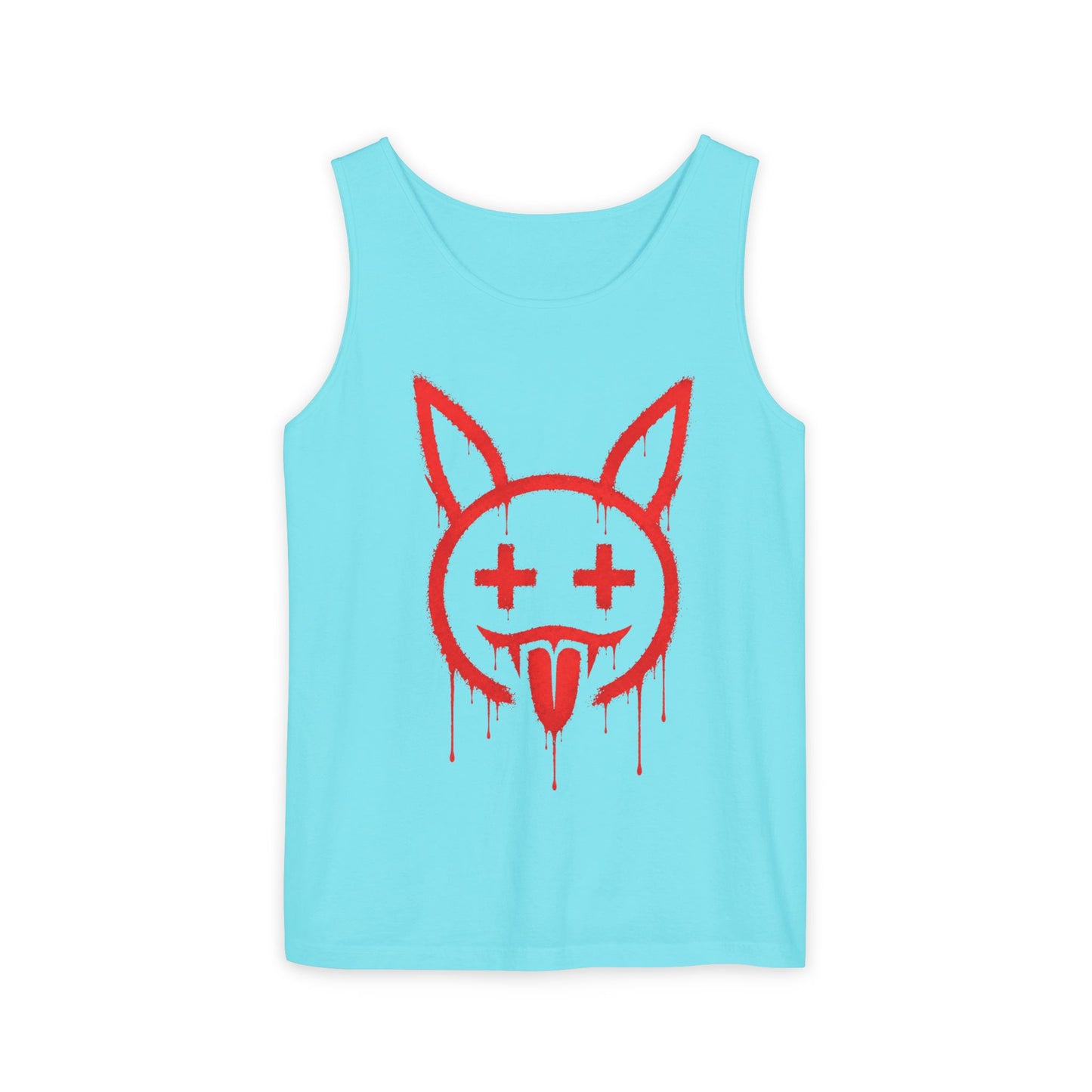 Graffiti Bunny Drip Tank Top,  Distressed Red Stencil Graphic