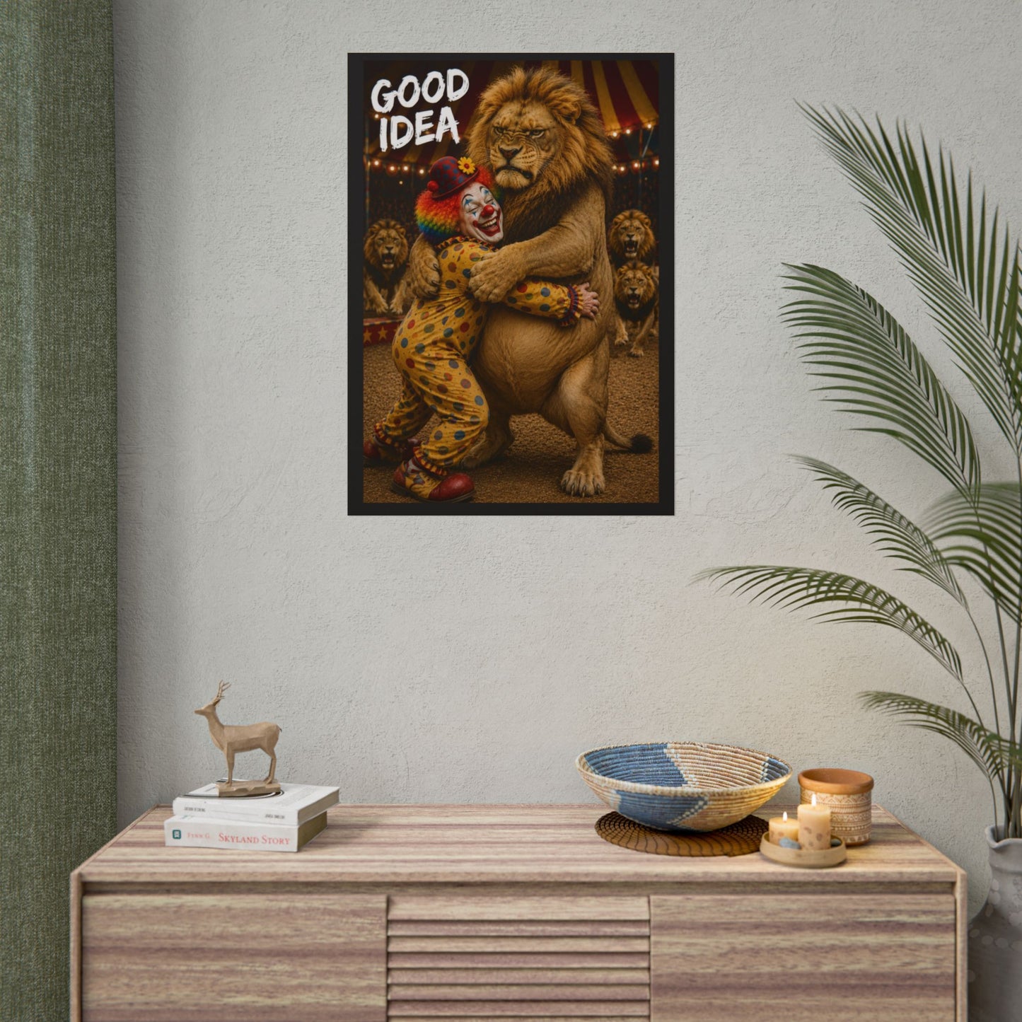 Rolled Poster — 'Good Idea' Clown & Lion Circus Art Print