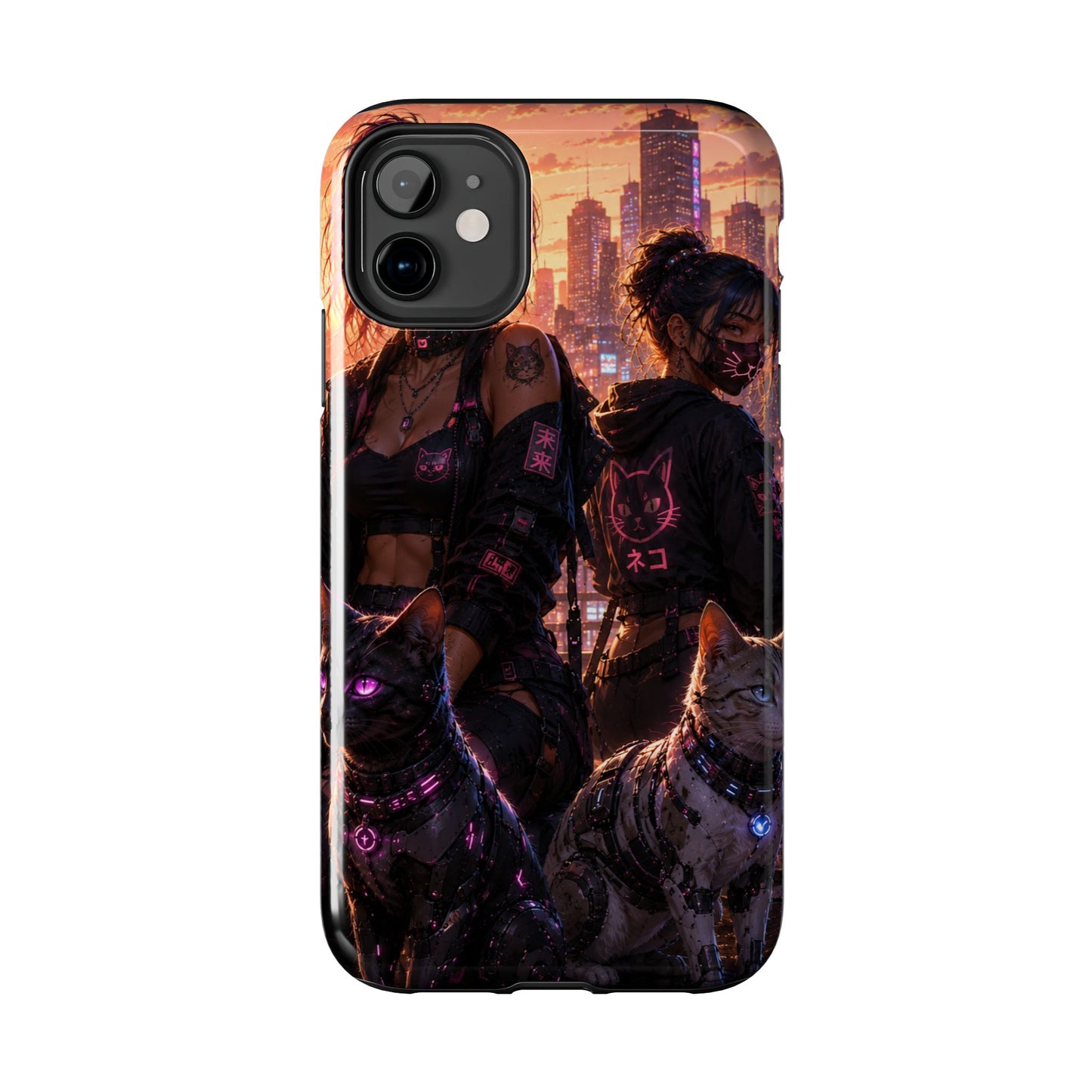 Cyberpunk Pack: Tough Phone Case with Neon Panther & City Sunset