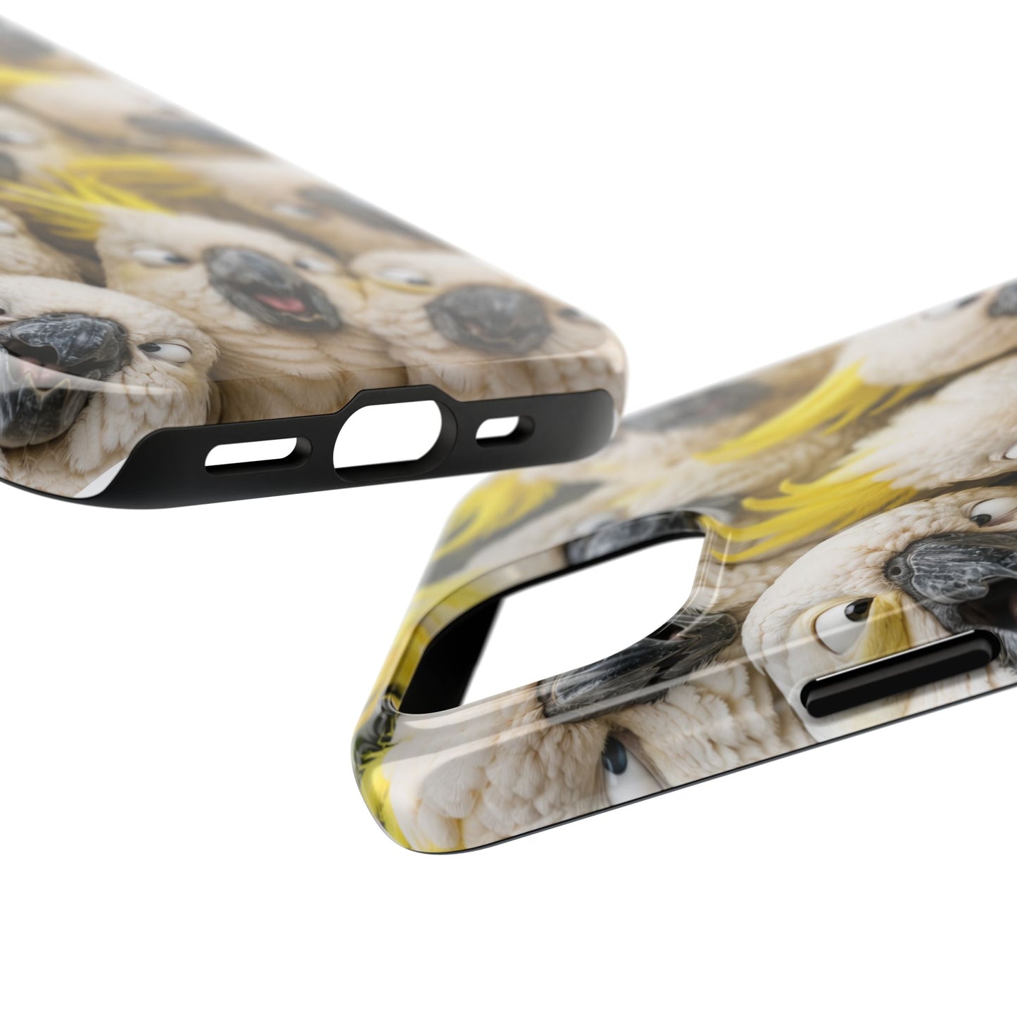 Cockatoo Collage Tough Phone Case — Funny Yellow Crested Bird Protective Phone Cover