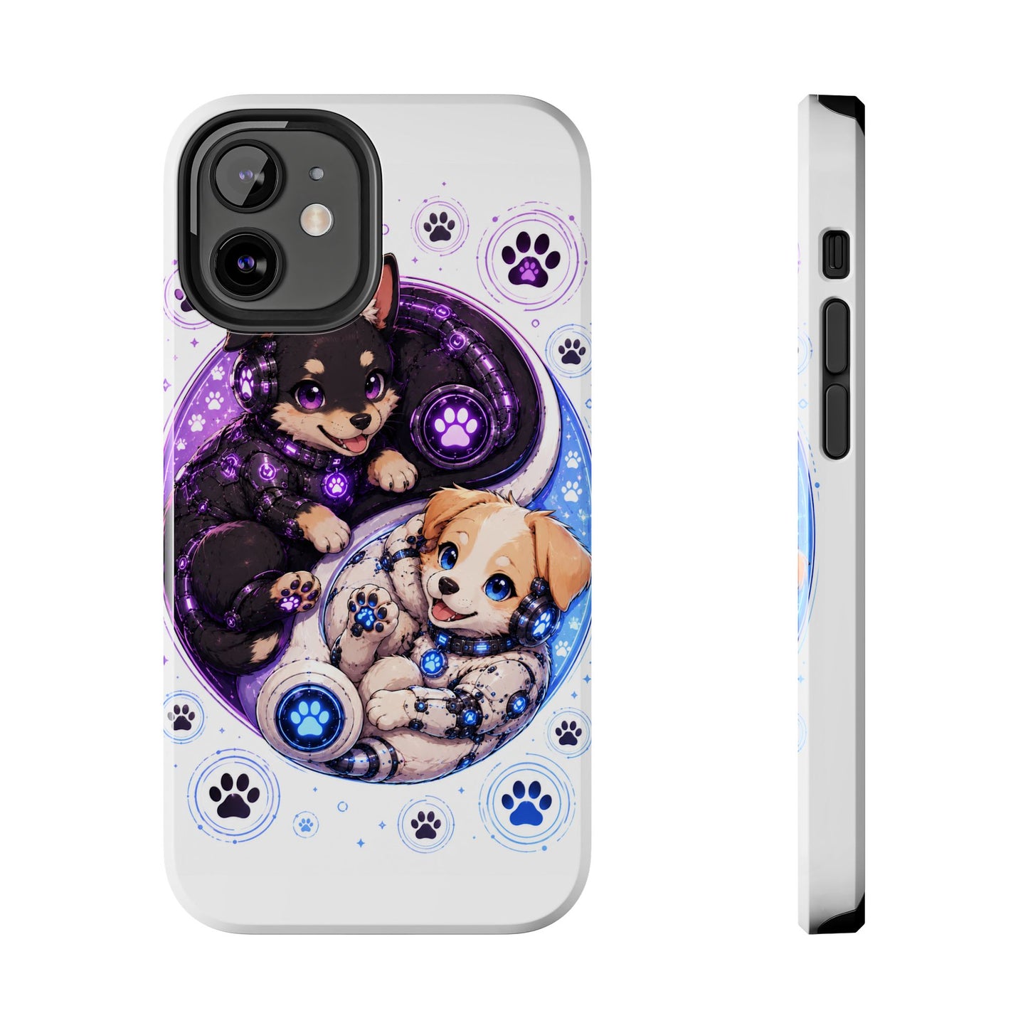 Yin Yang Puppy Tough Phone Case — Cute Paw Print Dog Protector