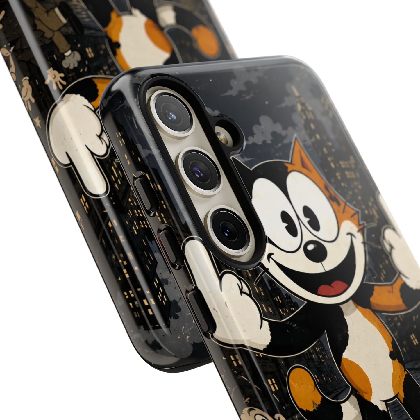 Vintage Cartoon Cat Phone Case — Edgy Felix-Style Illustration