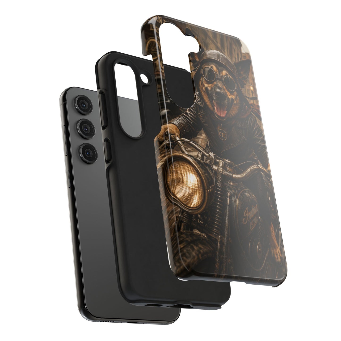 Phone Case — Biker Dog Riding Motorcycle Protective Tough Cover