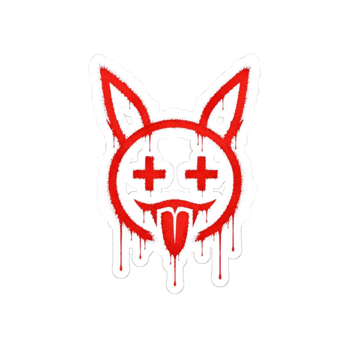 Drip Graffiti Bunny Sticker — Red Kiss-Cut Laptop Decal