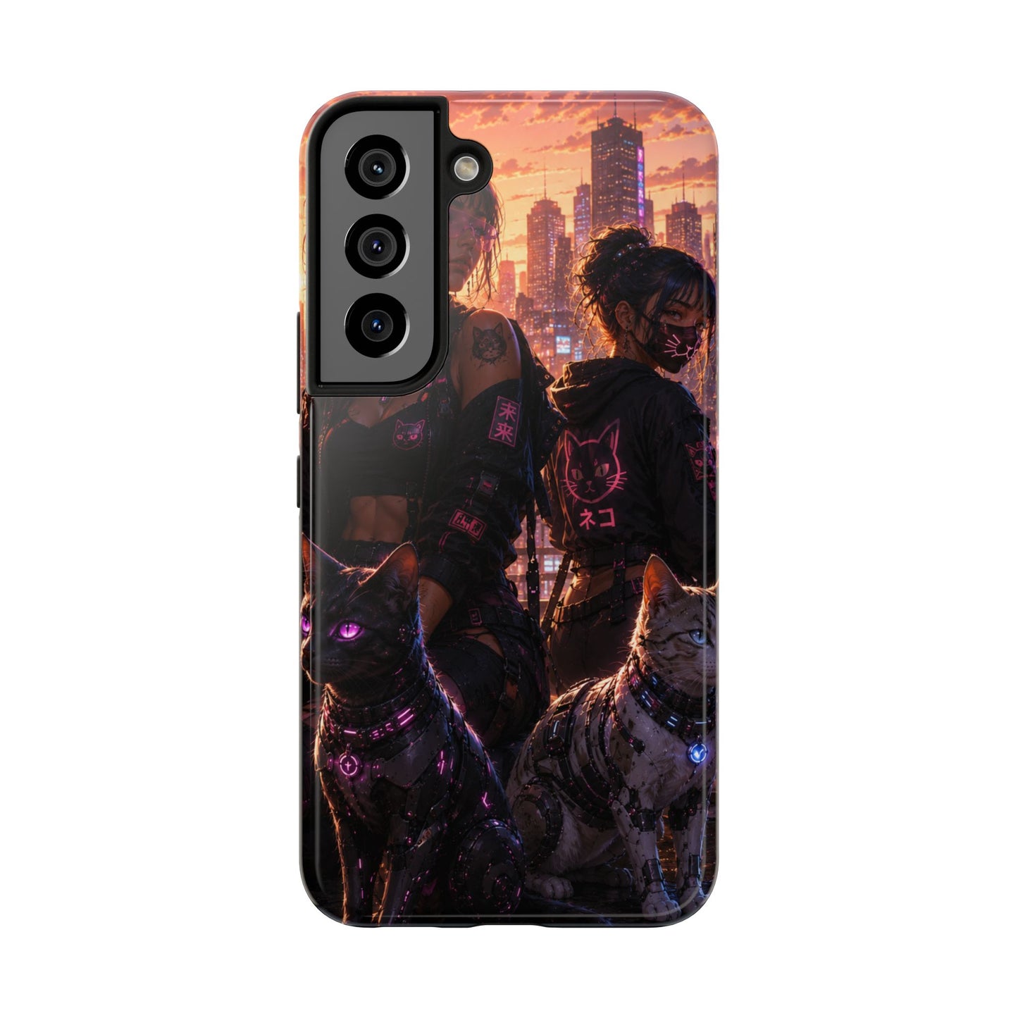 Cyberpunk Pack: Tough Phone Case with Neon Panther & City Sunset