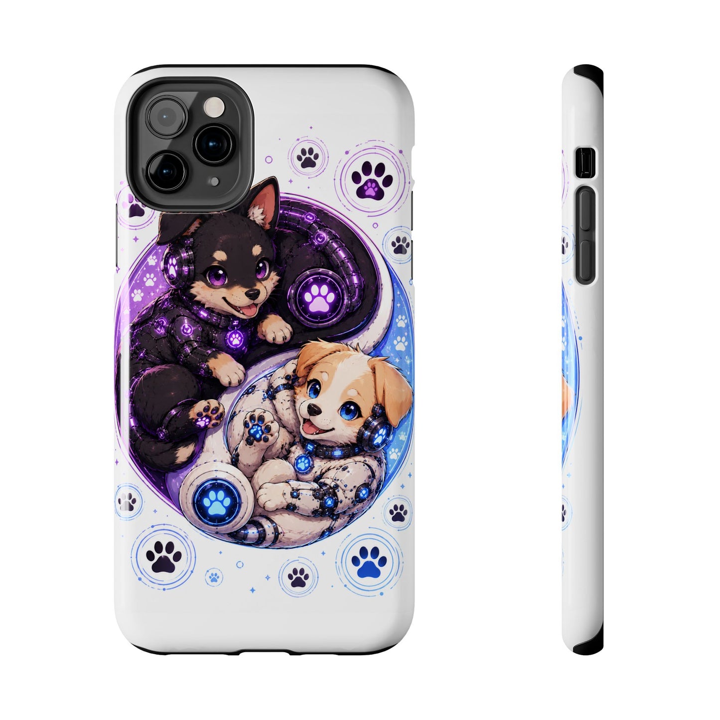 Yin Yang Puppy Tough Phone Case — Cute Paw Print Dog Protector