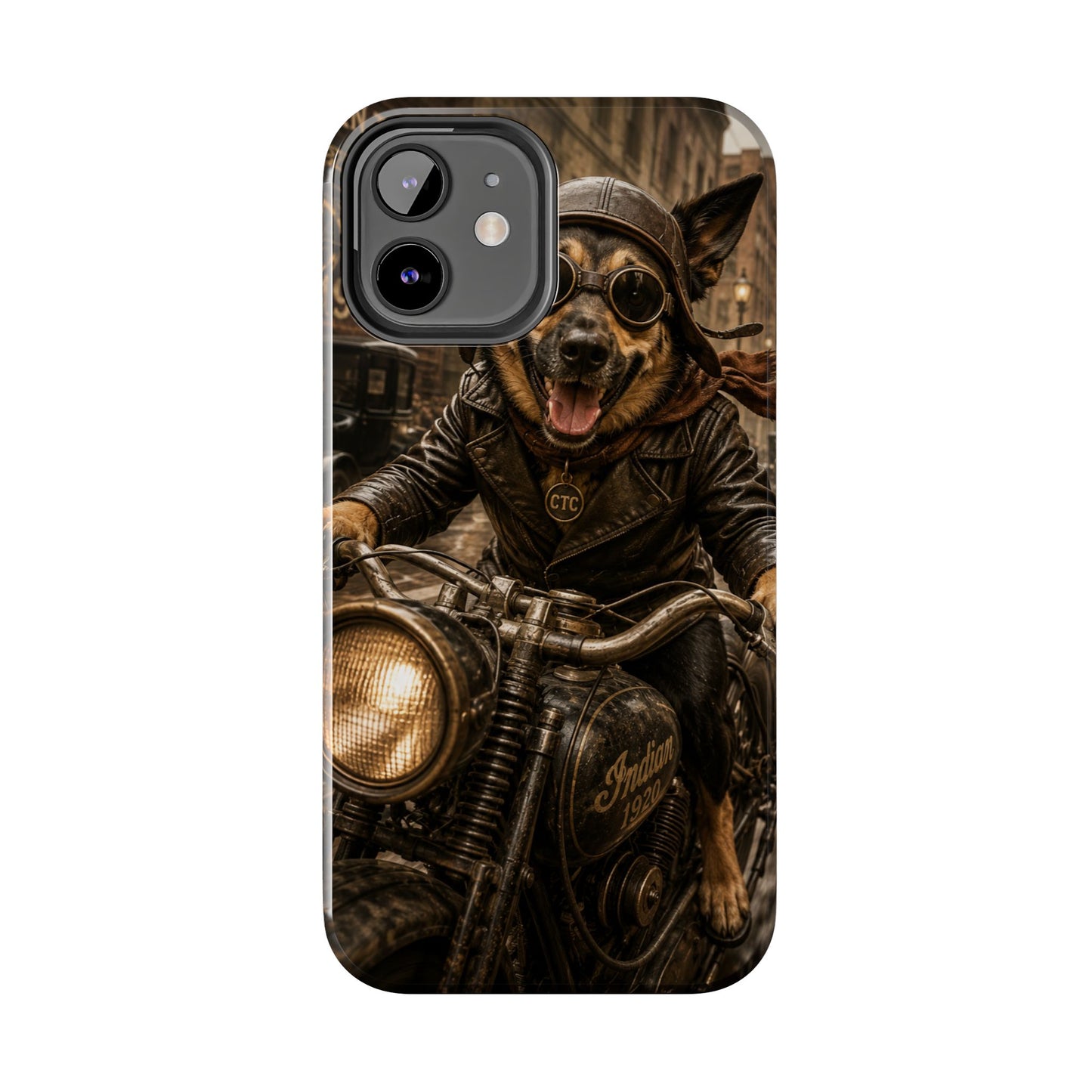 Phone Case — Biker Dog Riding Motorcycle Protective Tough Cover