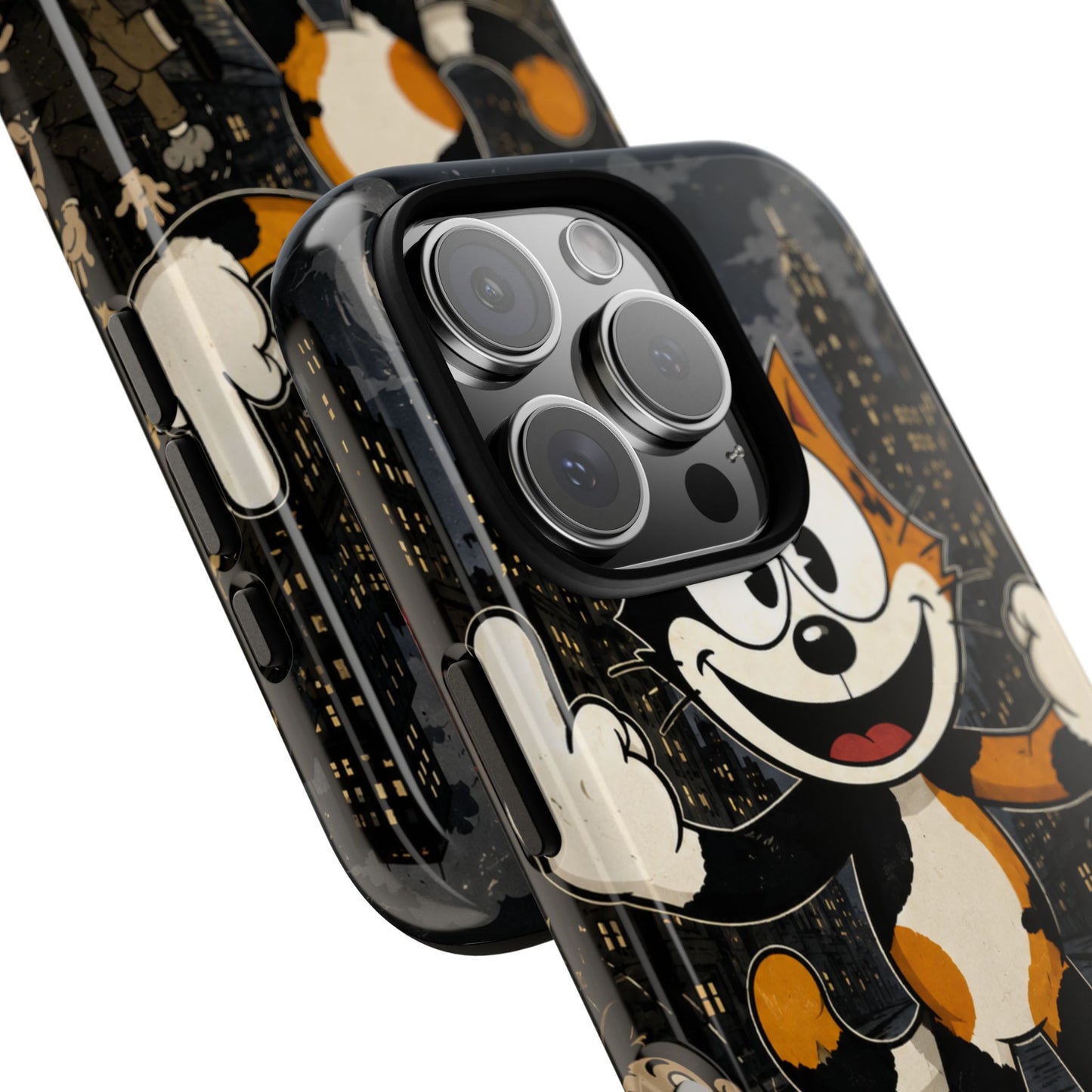 Vintage Cartoon Cat Phone Case — Edgy Felix-Style Illustration