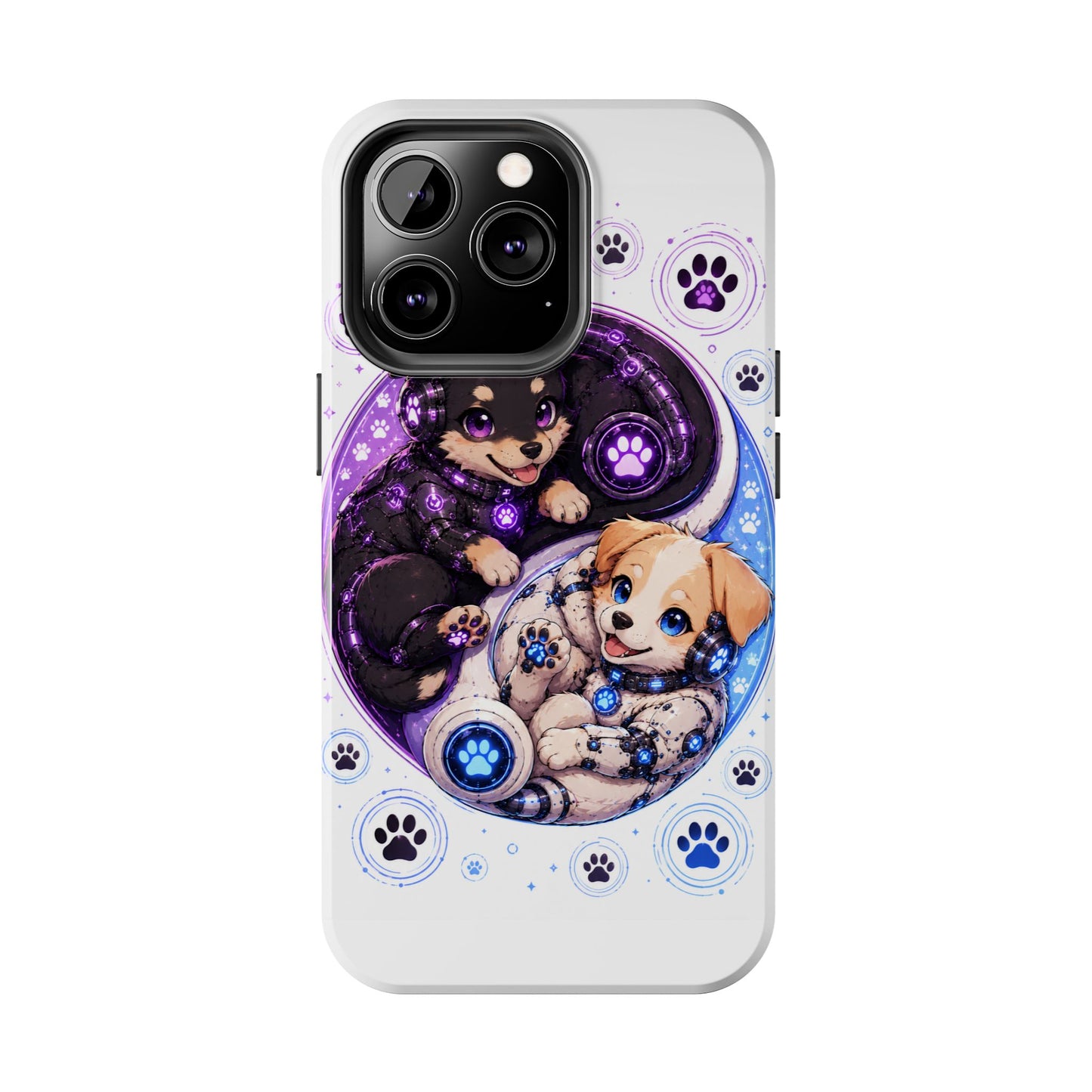 Yin Yang Puppy Tough Phone Case — Cute Paw Print Dog Protector