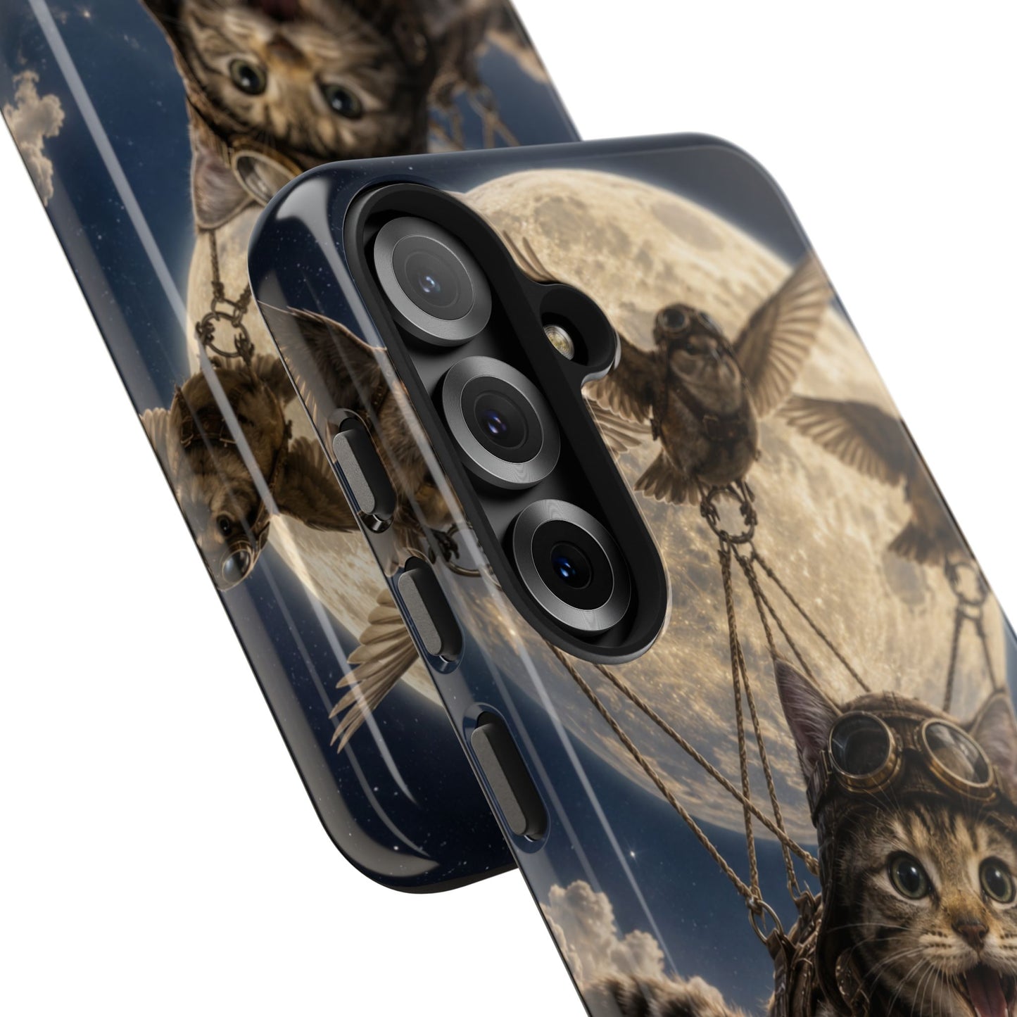 Cat Pilot Phone Case — Adventure Kitty Moonlit Flight Tough Protection