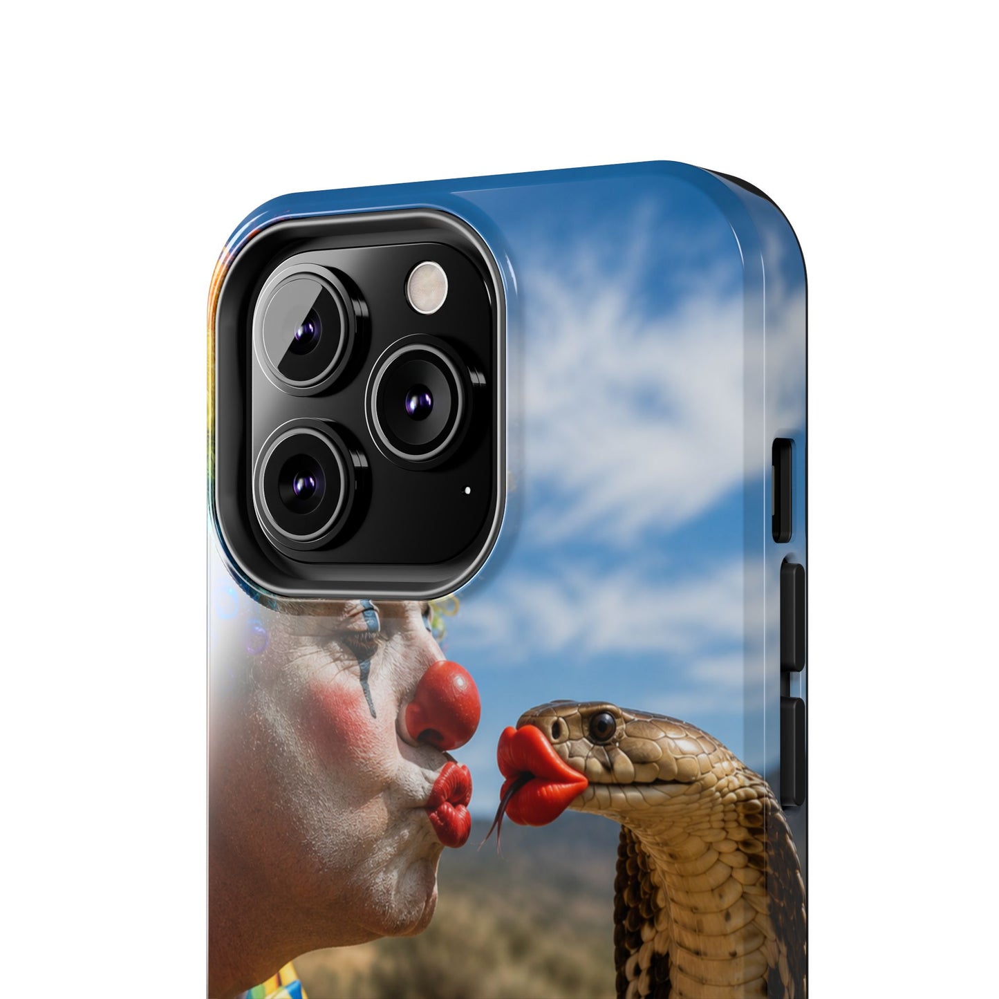 Clown & Cobra Tough Phone Case — Funny Kiss Design, Shockproof Protective Cover