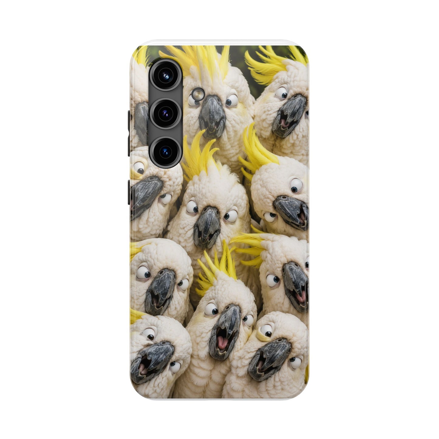 Cockatoo Collage Tough Phone Case — Funny Yellow Crested Bird Protective Phone Cover