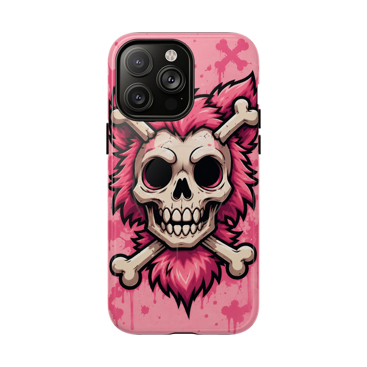 Pink Skull & Crossbones Tough Magnetic Phone Case — Punk Rock Protective Cover