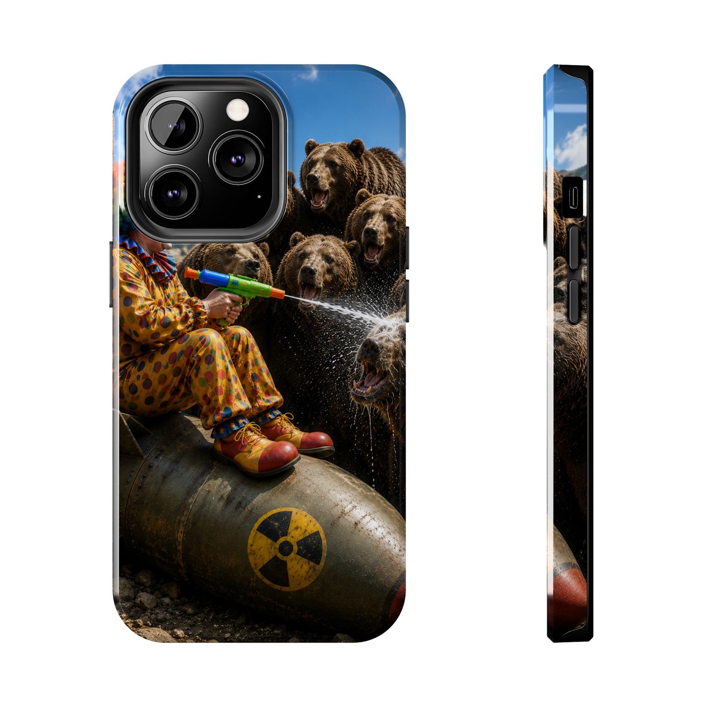 Tough Phone Case — Surreal Clown vs. Bears Protective Phone Cover