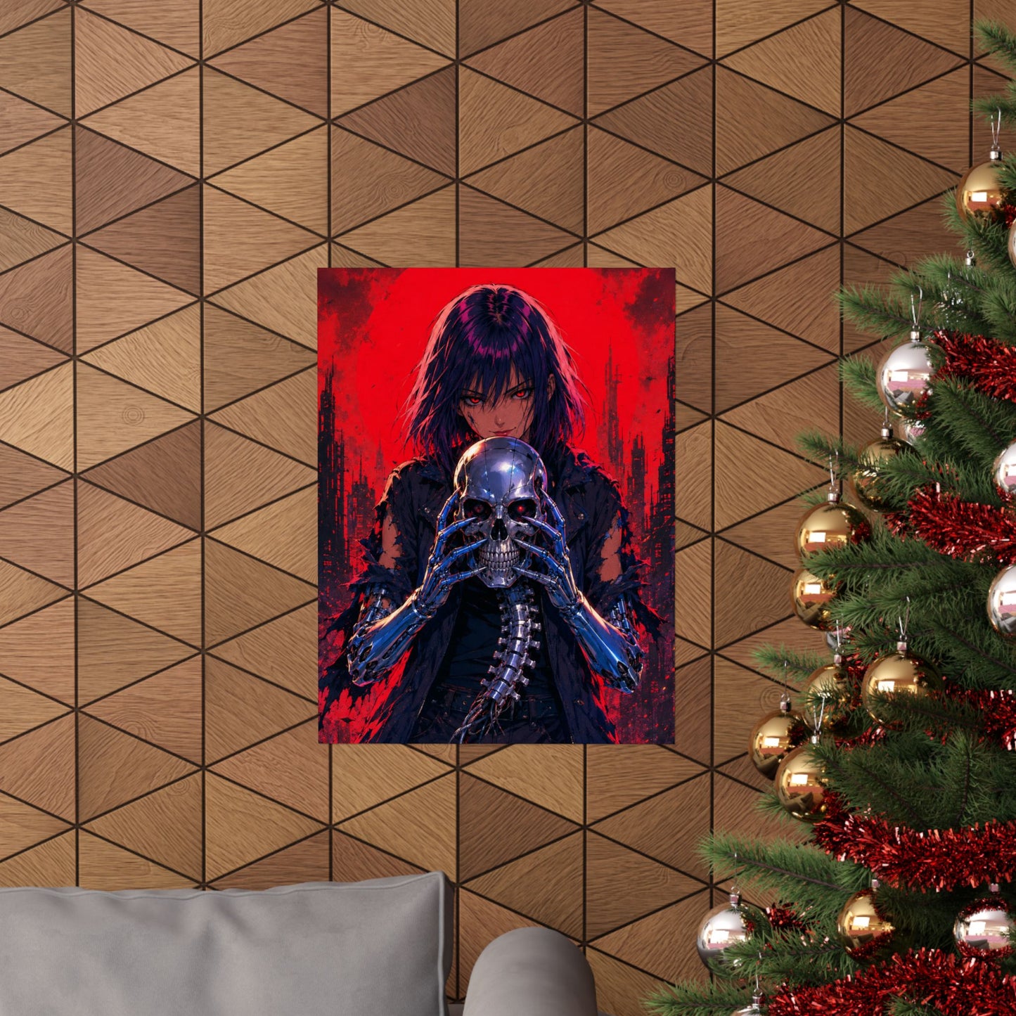 Metallic Souls Skull Poster — Gothic Anime Matte Vertical Wall Art