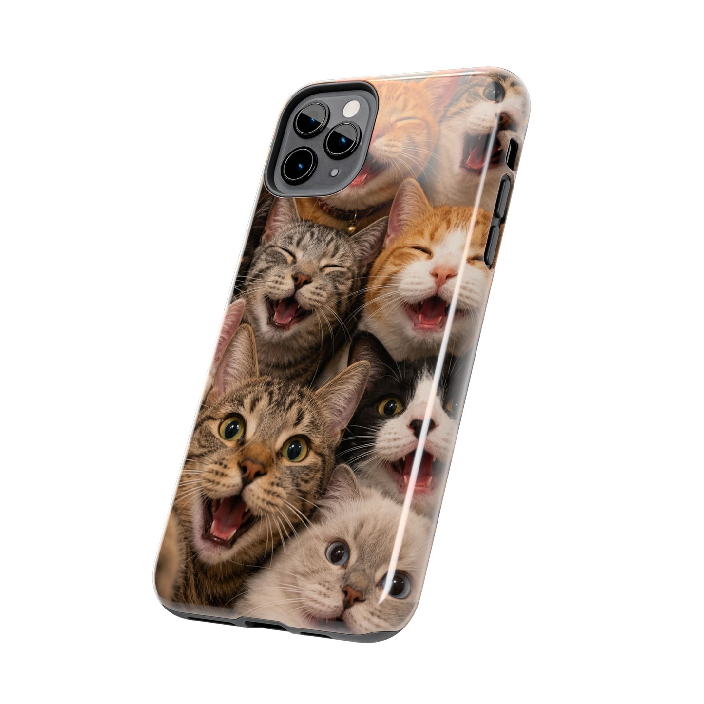 Tough Smiling Cats Collage Phone Case – Cute Cat Faces for iPhone