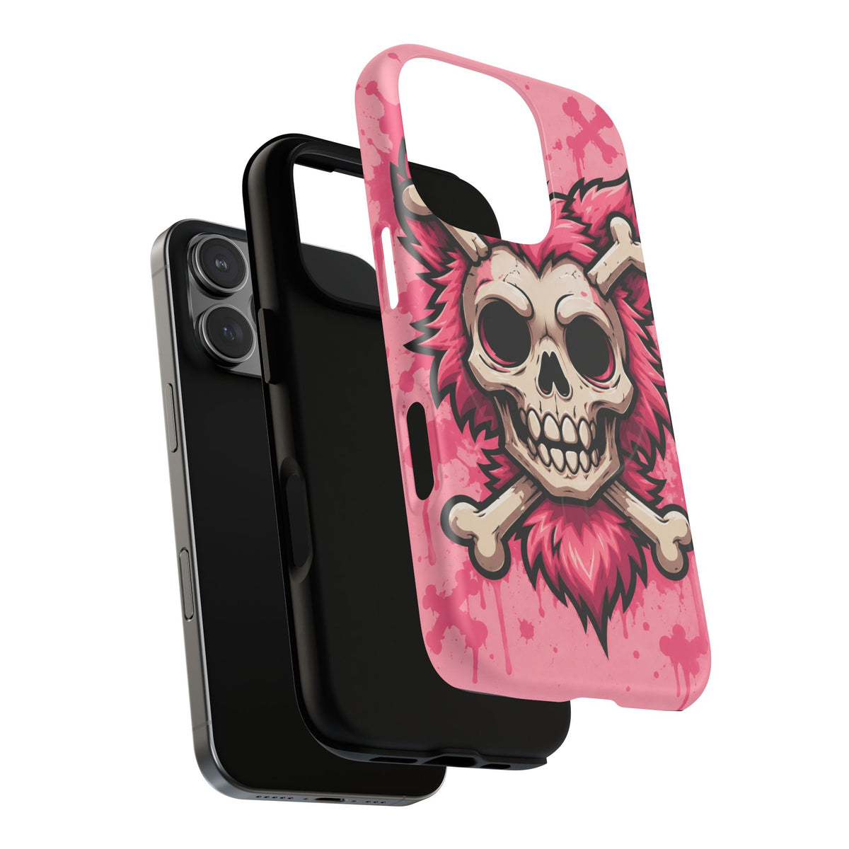 Pink Skull & Crossbones Tough Magnetic Phone Case — Punk Rock Protective Cover