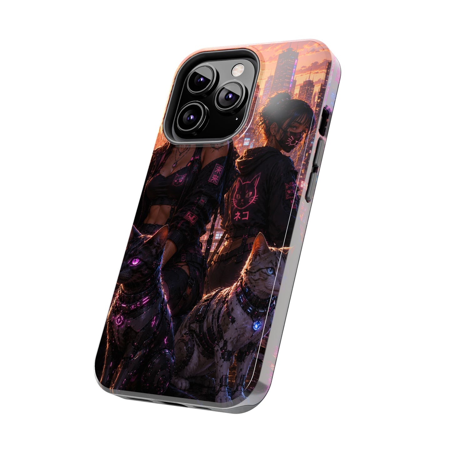 Cyberpunk Pack: Tough Phone Case with Neon Panther & City Sunset