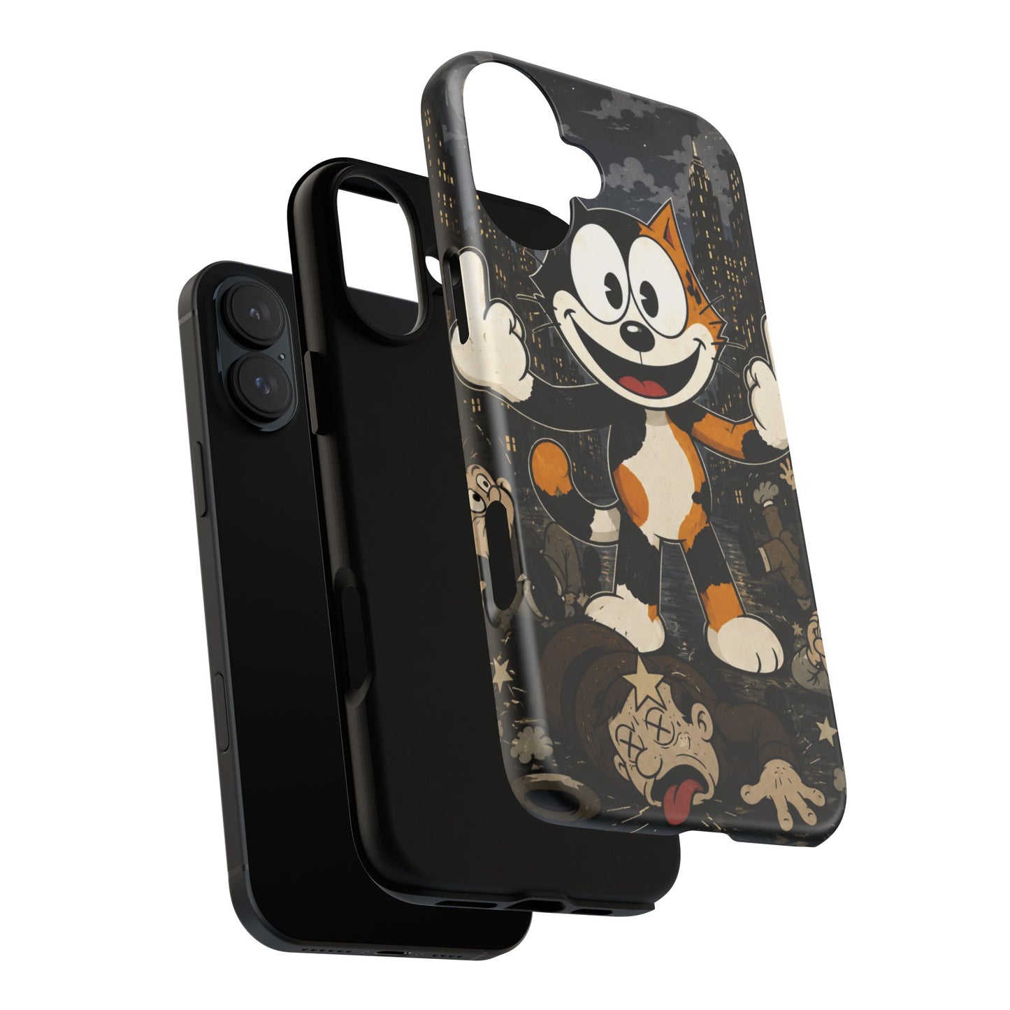 Vintage Cartoon Cat Phone Case — Edgy Felix-Style Illustration