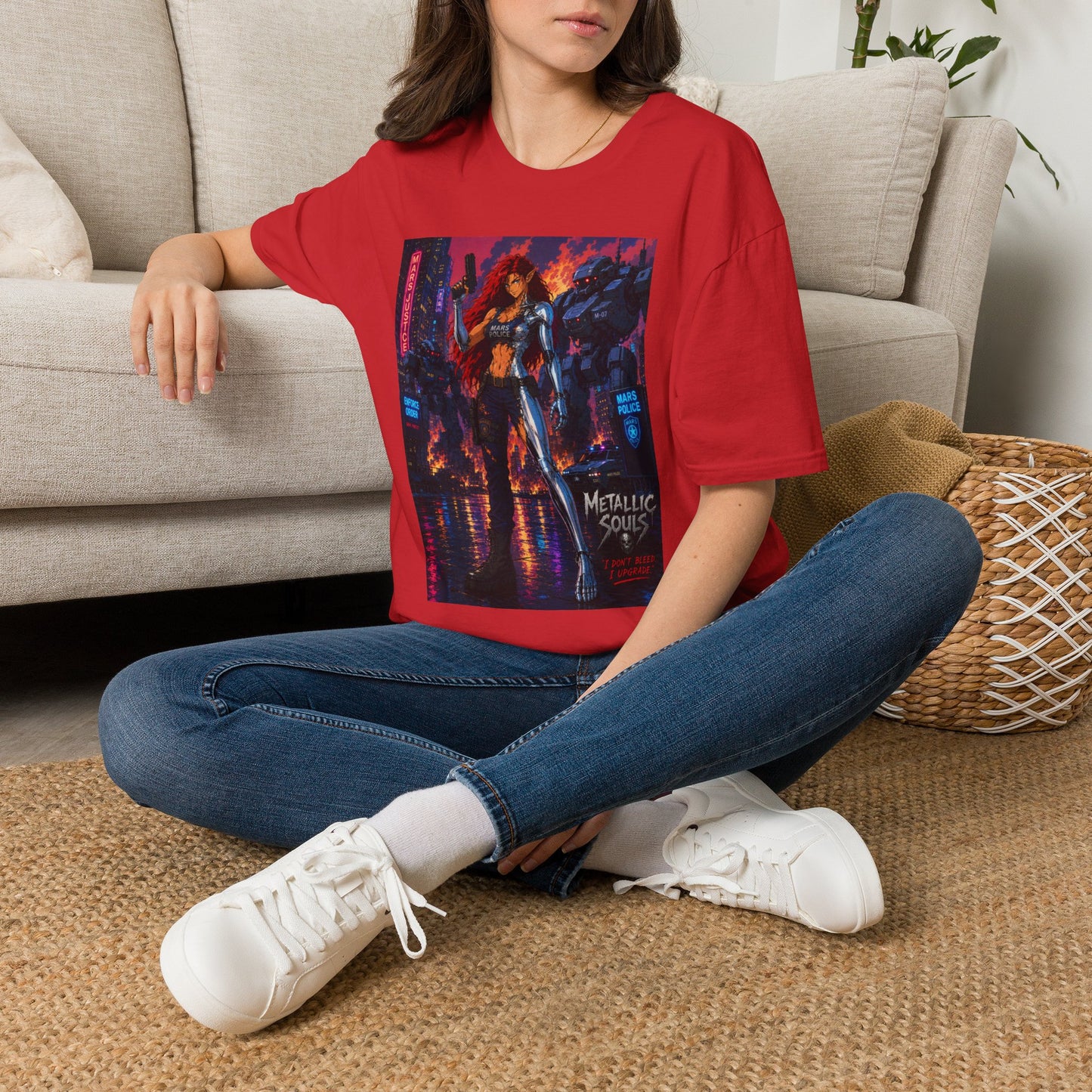 Cyberpunk Warrior T‑Shirt — 'Metallic Soul' Futuristic Anime Graphic