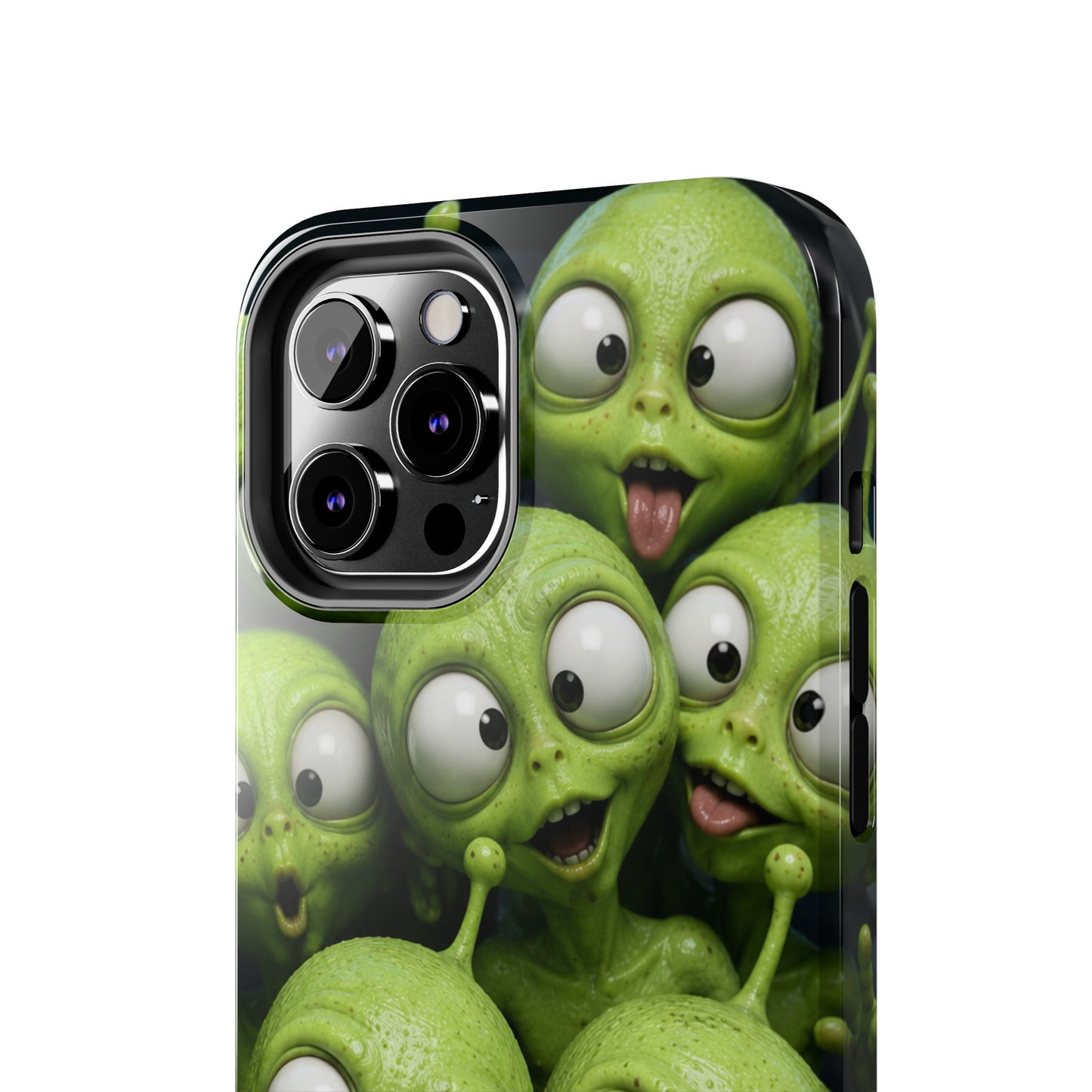 Alien Selfie Tough Phone Case — Cute Green Cartoon Aliens Protective Cover