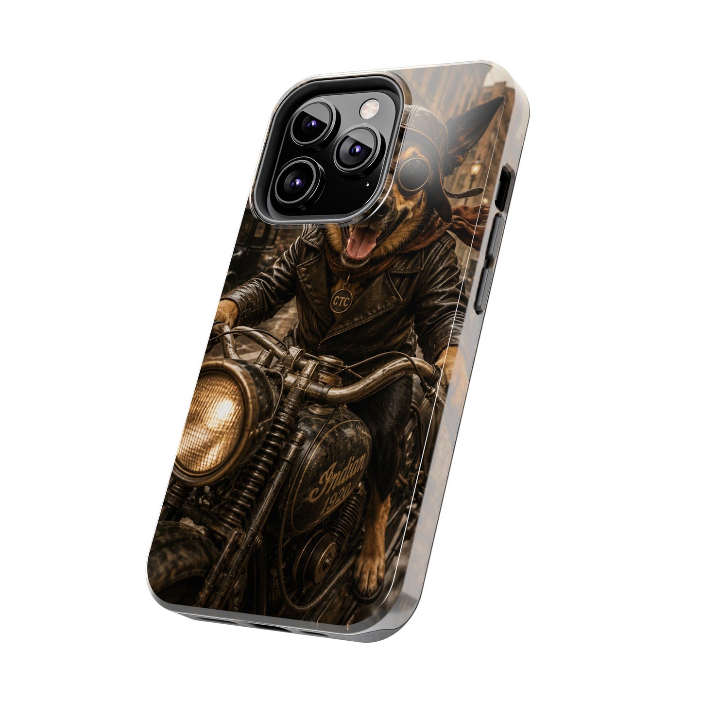 Phone Case — Biker Dog Riding Motorcycle Protective Tough Cover