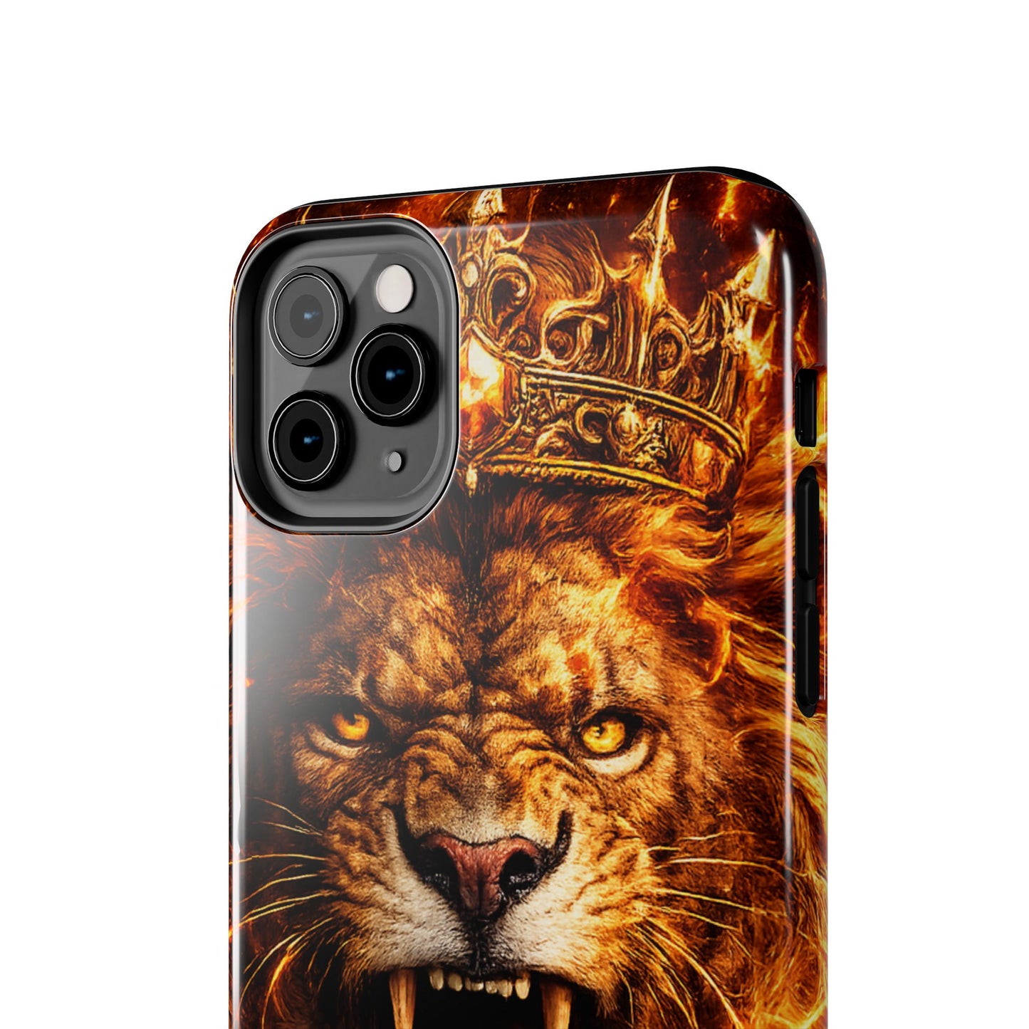 Fiery Lion King Tough Phone Case — Protective iPhone Case with Roaring Crown Design
