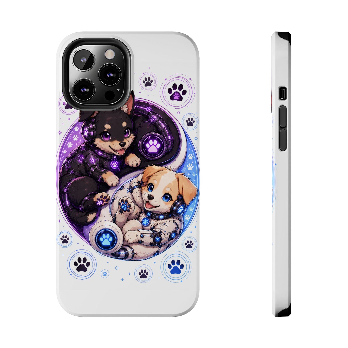 Yin Yang Puppy Tough Phone Case — Cute Paw Print Dog Protector