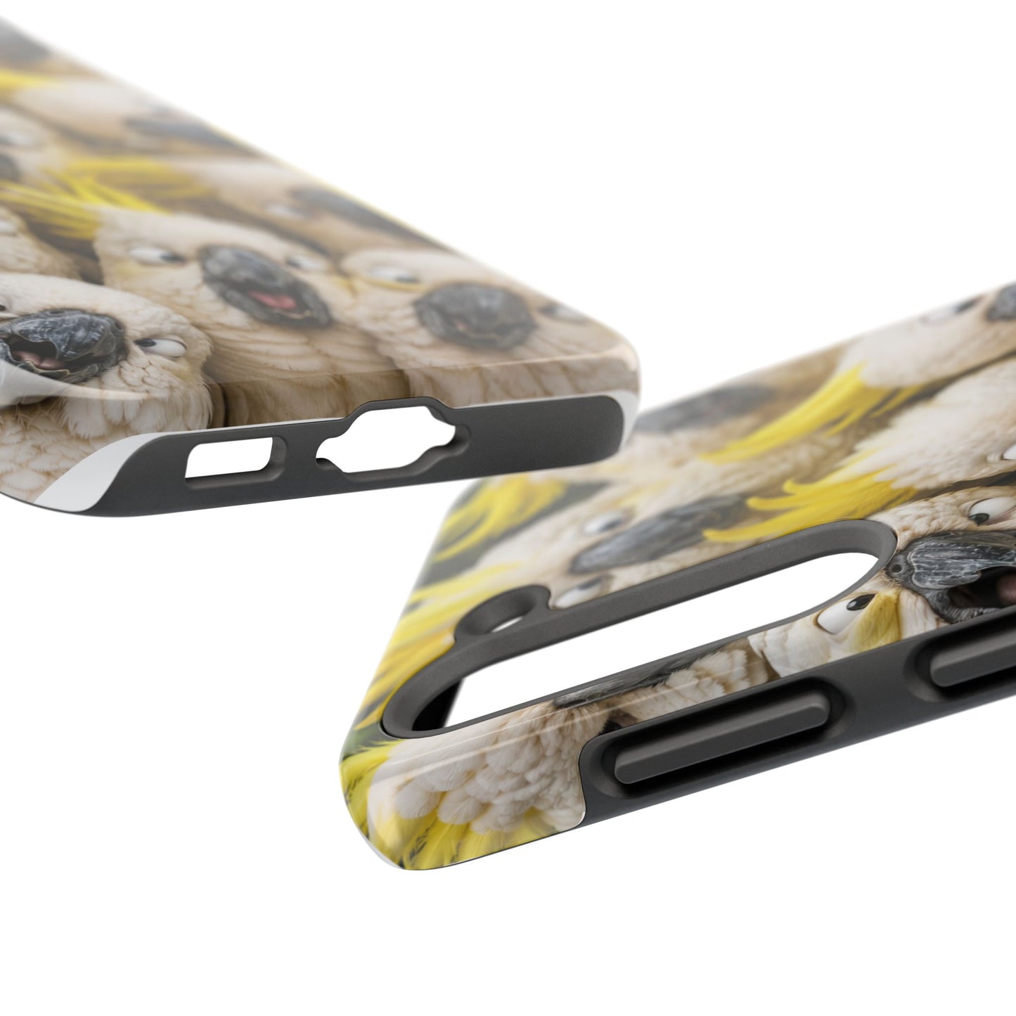Cockatoo Collage Tough Phone Case — Funny Yellow Crested Bird Protective Phone Cover